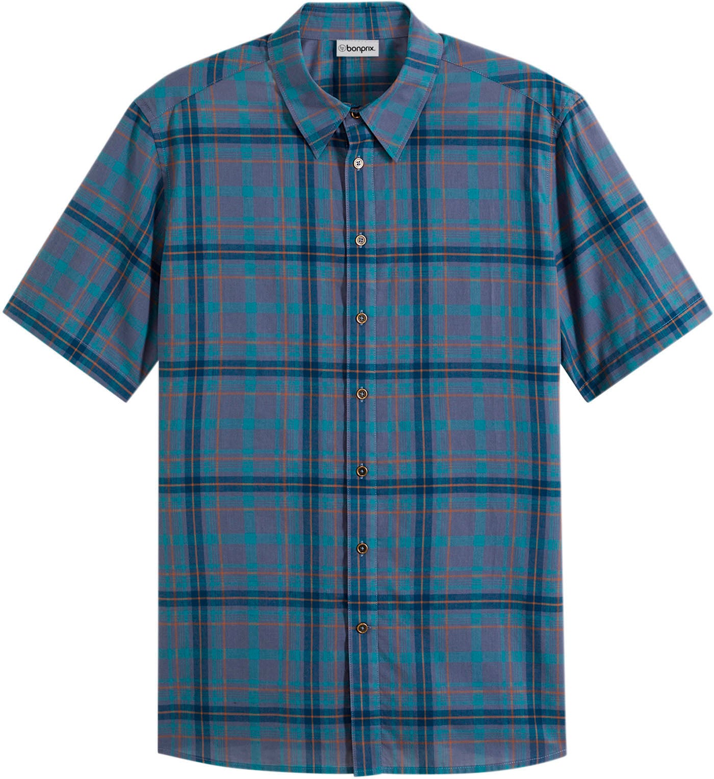 bonprix Chemise à manches courtes Regular Fit, aus Baumwolle, mit Karomuster, mit Kentkragen