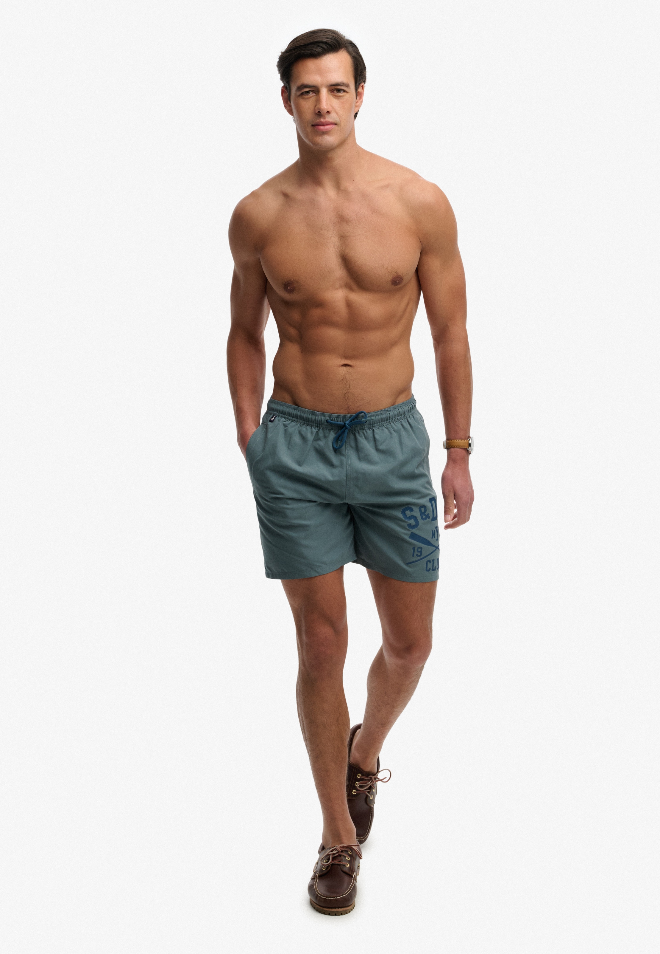 Superdry Short de bain »PRINTED LOGO 16 SWIM SHORT« coupe mode, design uni, en polyester, facile d'entretien