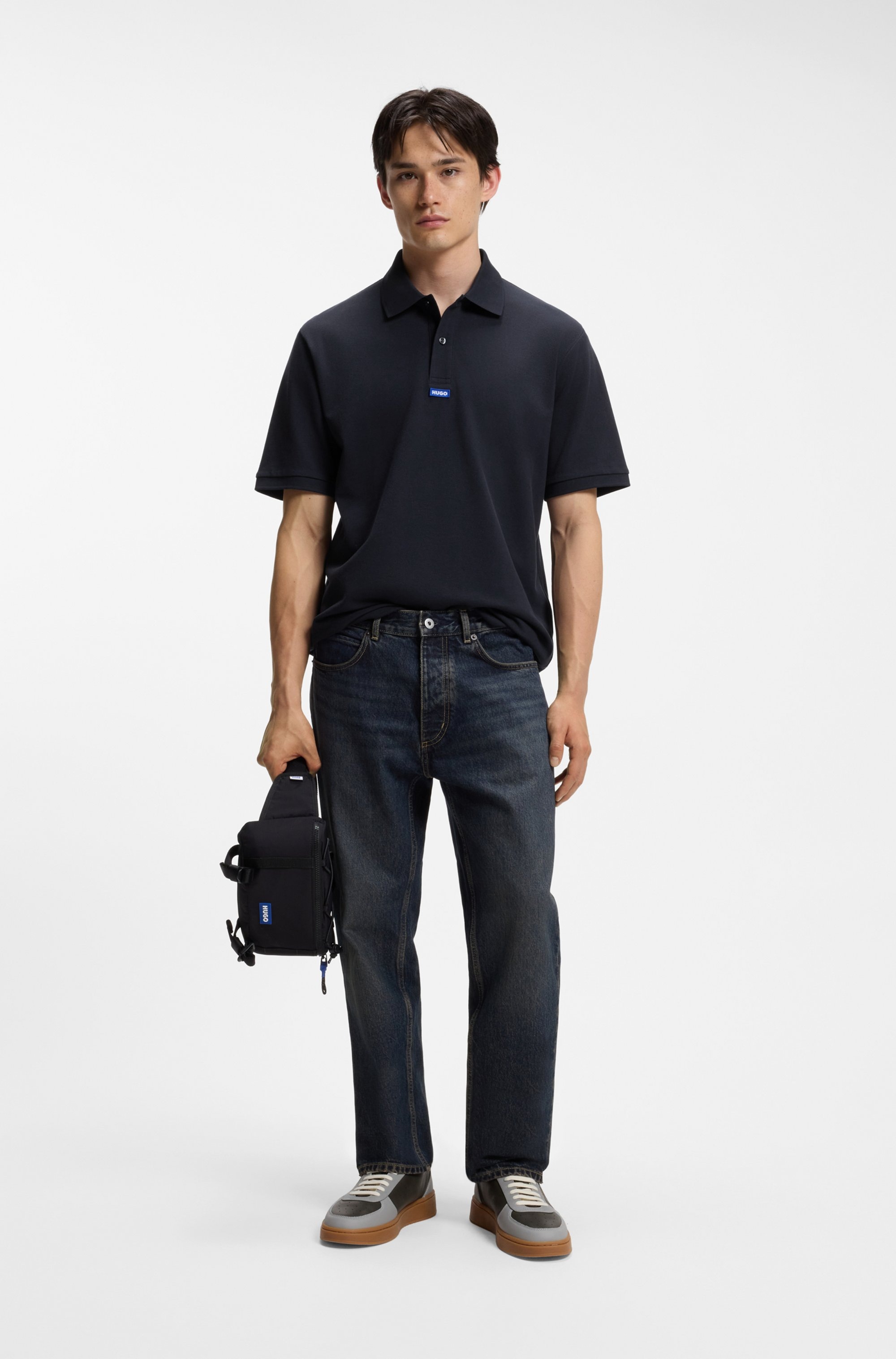 HUGO Polo »Nolitos« col polo, loose fit, coton pur
