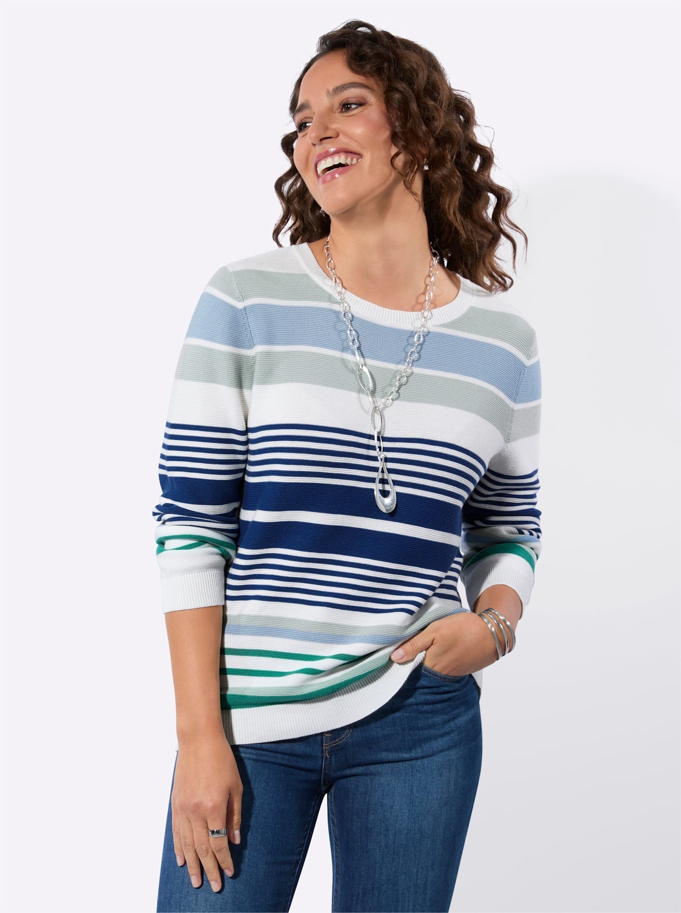 Casual Looks Rundhalspullover »Ringel-Pullover«