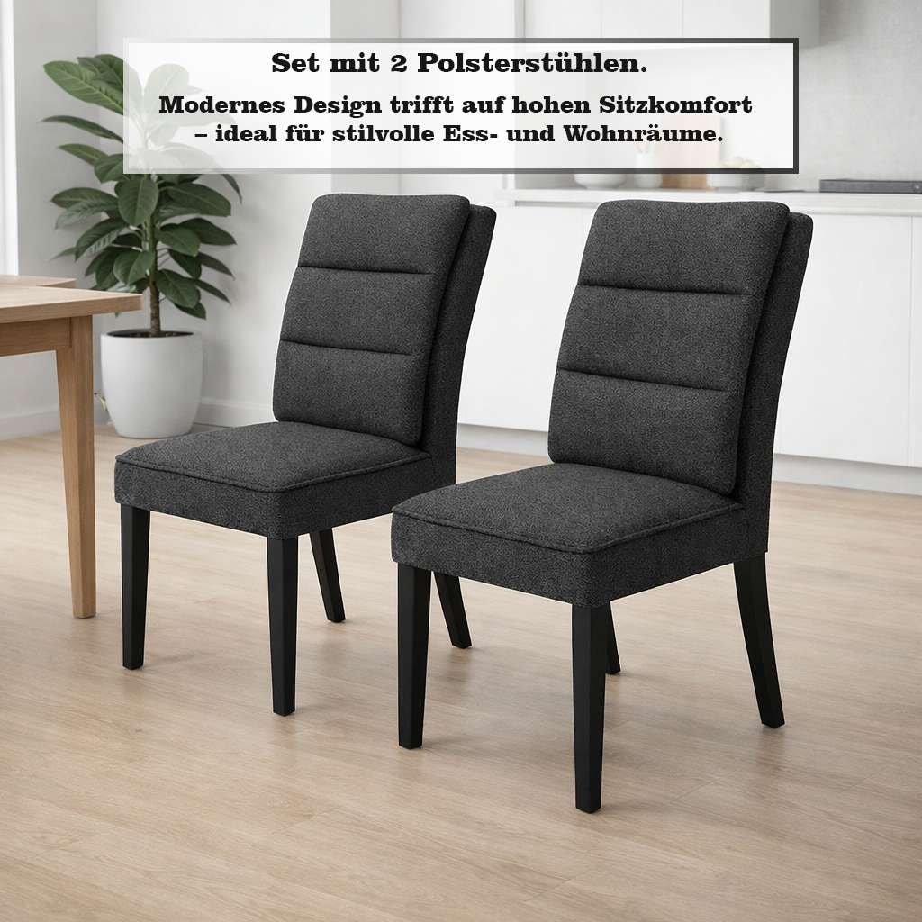 GOODproduct Esszimmerstuhl »Oregon Essstuhl, Wohnstuhl, Polsterstuhl, 4-Fussstuhl« (Set) 2 Stk.Dicke Rückenpolsterung & stabiles Massivholz-Gestell