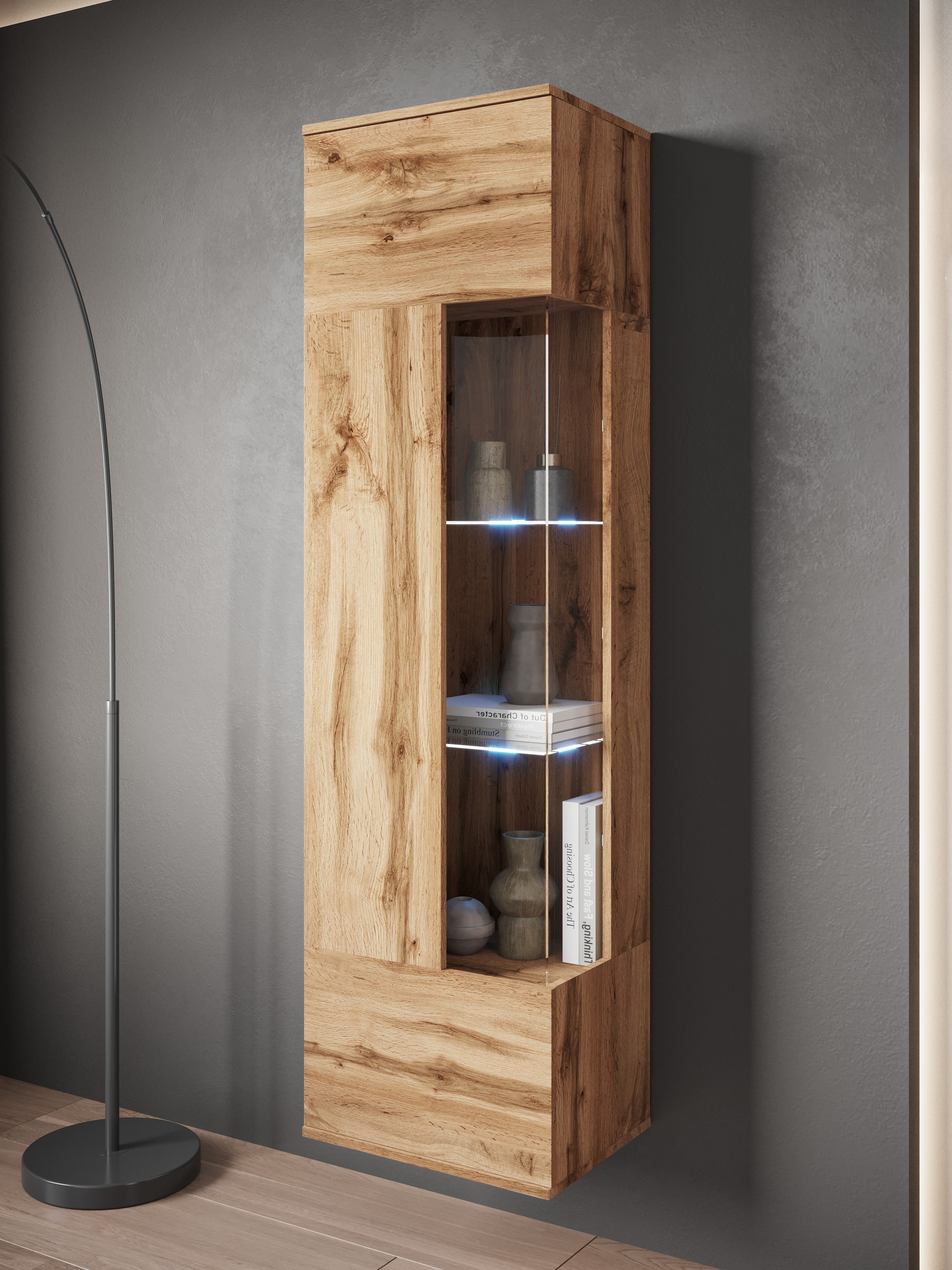GOODproduct Vitrine »Kenia, stehend und hängend, Türanschlag wechselbar« 1 Stk. tlg. Vitrineschrank mit Glastüren 160 cm Höhe
