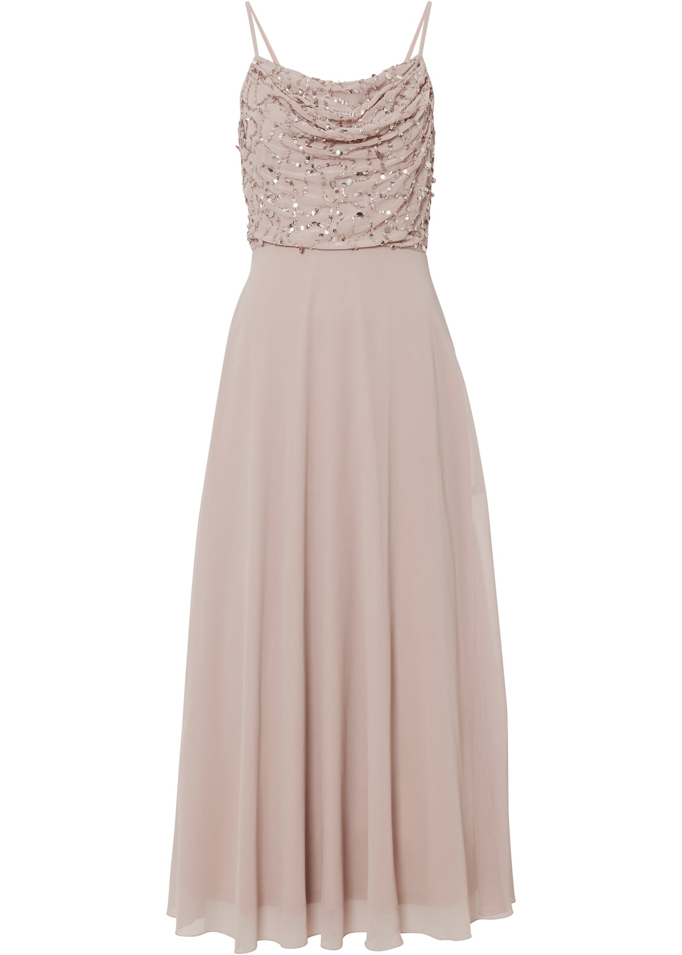 bonprix Trägerkleid »Trägerkleid mit Paillettenstickerei« für festliche Anlässe, mit Tüllrock, ausgestellte Passform