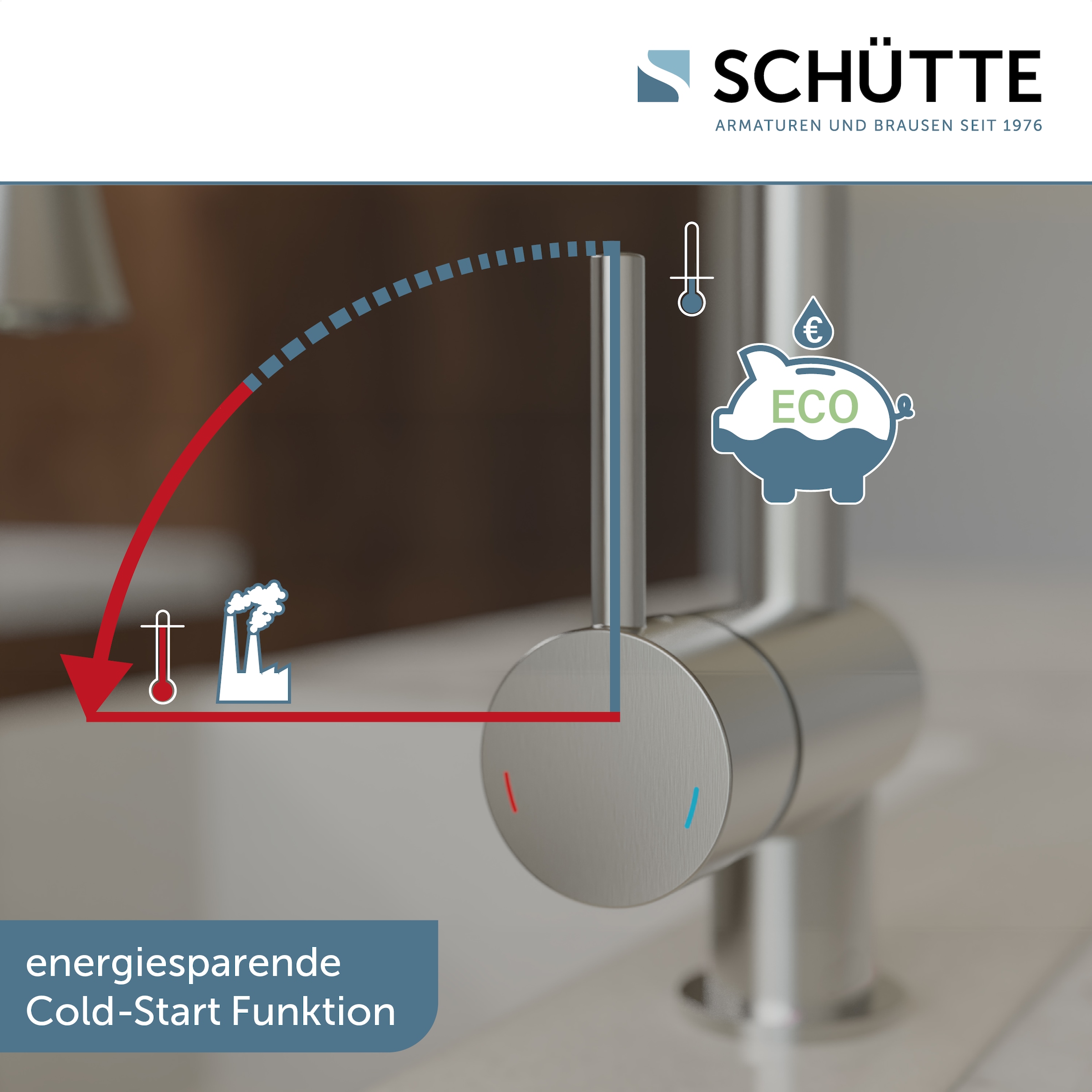 Schütte Spültischarmatur »Cornwall« Niederdruckarmatur, Edelstahl, Cold-Start, 2-Strahlbrause, schwenkbar