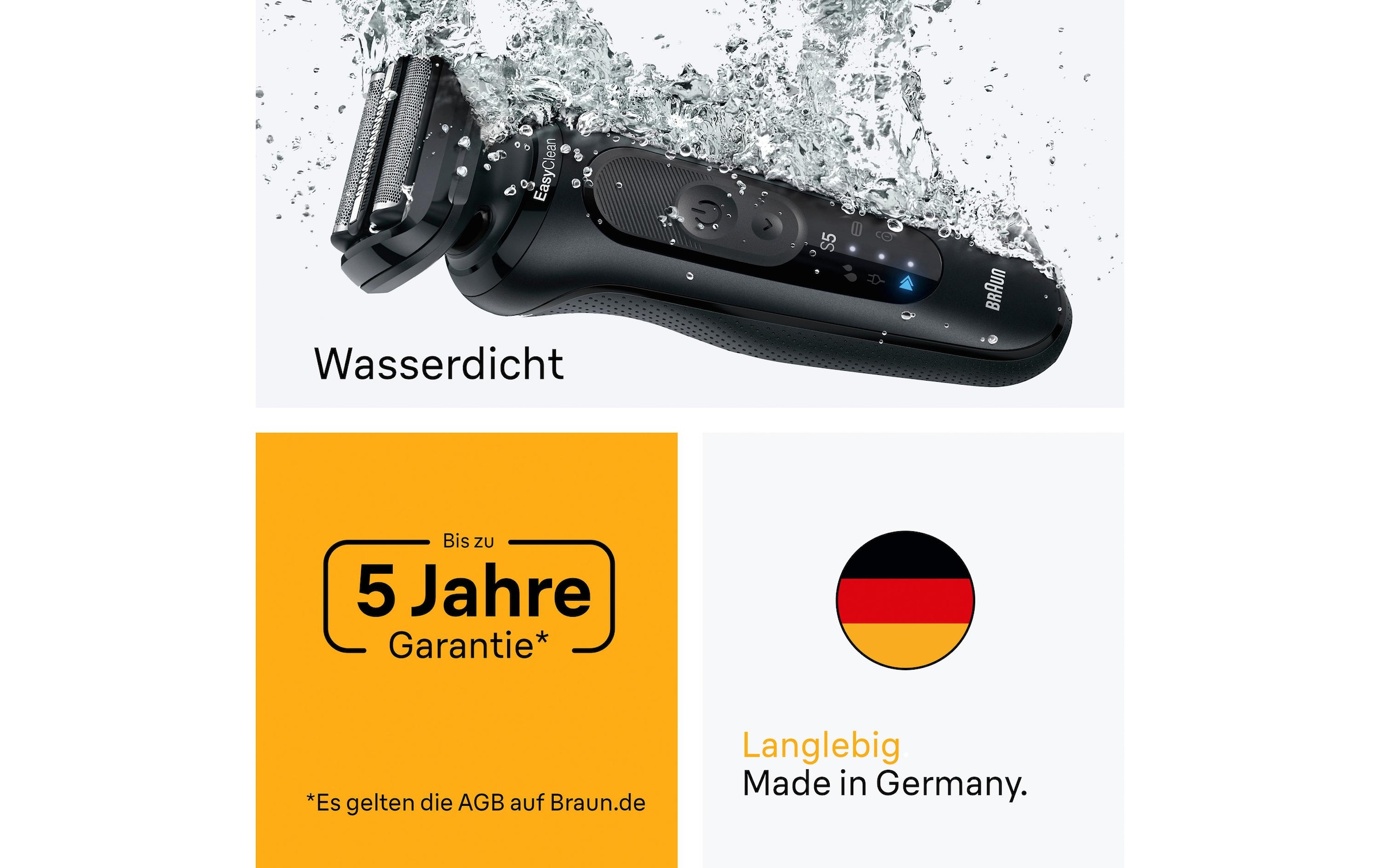 Braun Rasoirs électriques »Series 5 52-N1200s« 1 cuis Aufsätze 100% wasserdicht, Präzisionstrimmer-Aufsatz, Bis zu 50 Min