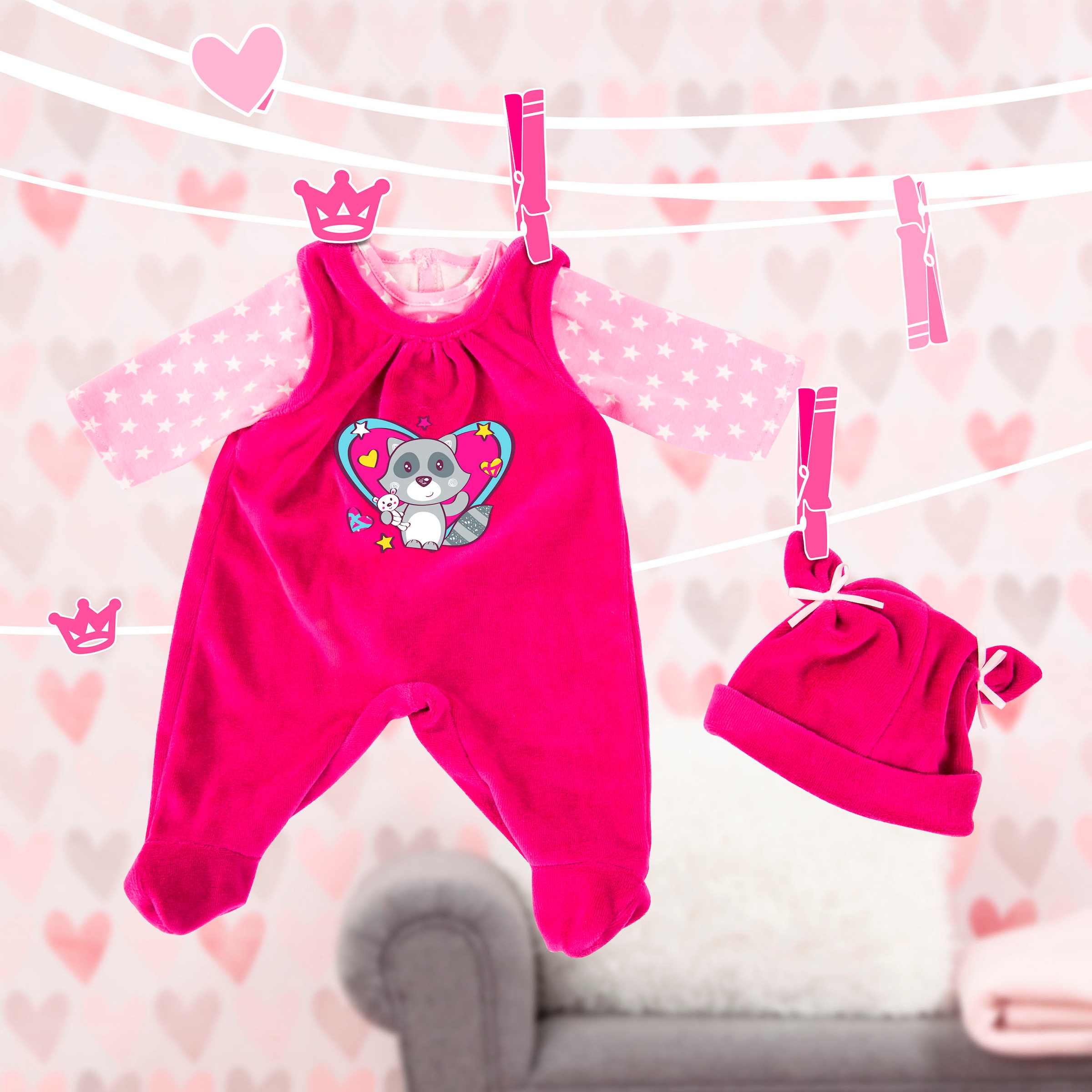 Bayer Puppenkleidung »Latzhose Waschbär 46 cm«