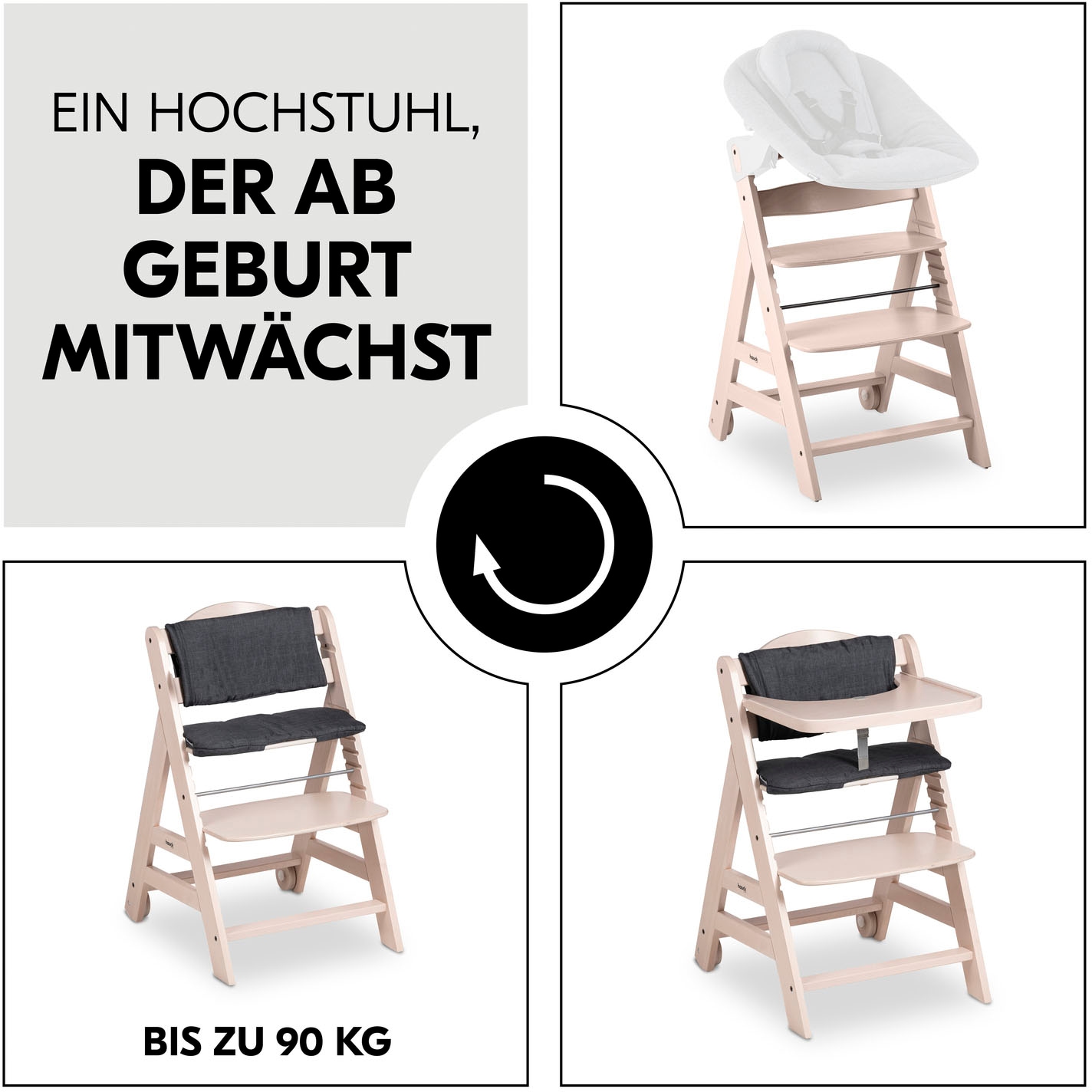 Hauck Hochstuhl »Beta+« () mit Holzrädern