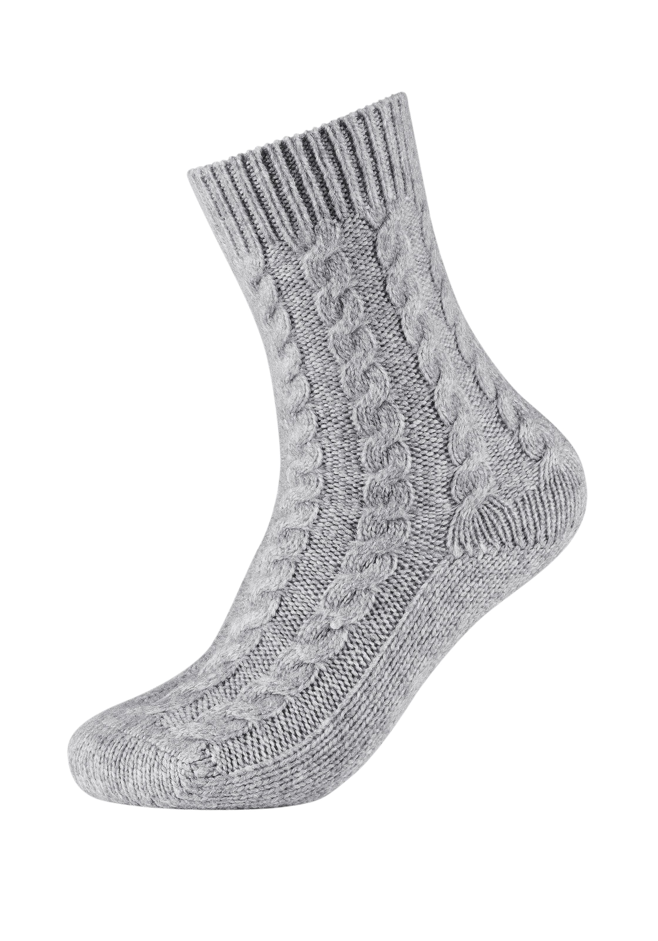 Camano Socken »warm & cozy« 2 Stk. tlg. mit Zopfmuster, Rippenbündchen