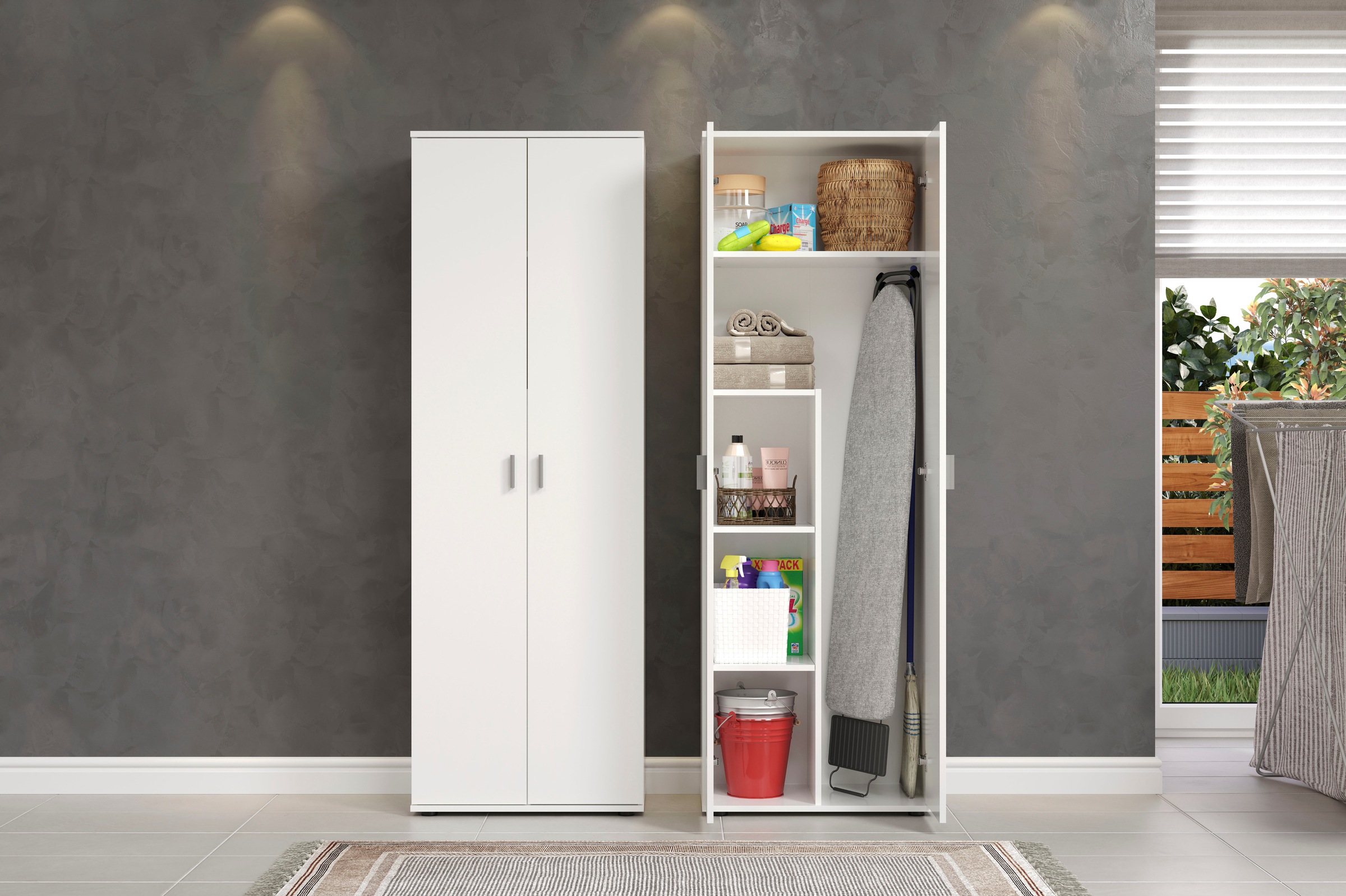 Home affaire Armoire multi-usages »Jersey« 1 cuis tlg. Besenschrank mit cleverer Innenaufteilung – (B/T/H) 60/35/176 cm