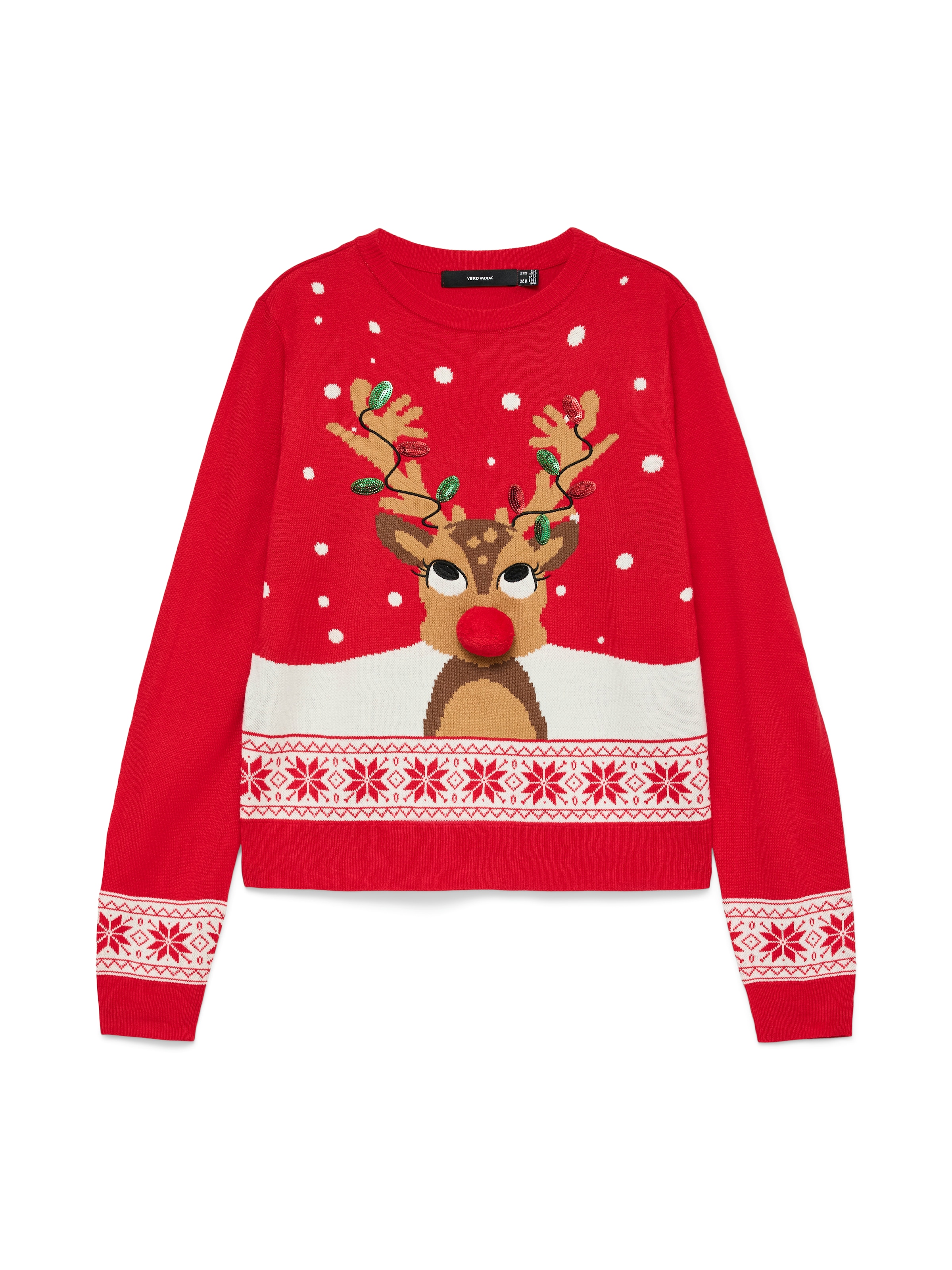 Vero Moda Weihnachtspullover »VMFROSTYDEER LS O-NECK PULL. XMAS BOX« Kunstfaser, regular fit, Christmas Pullover