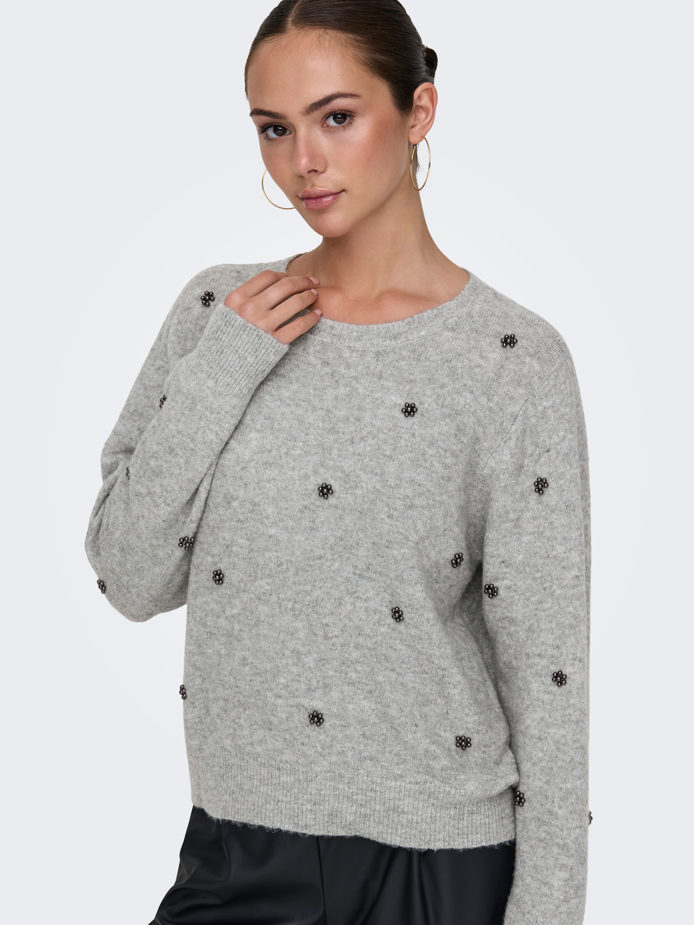 JDY Rundhalspullover »JDYBELLA LIFE L/S ON PEARL PULL KNT NOOS« mit Zierperlen-Applikationen