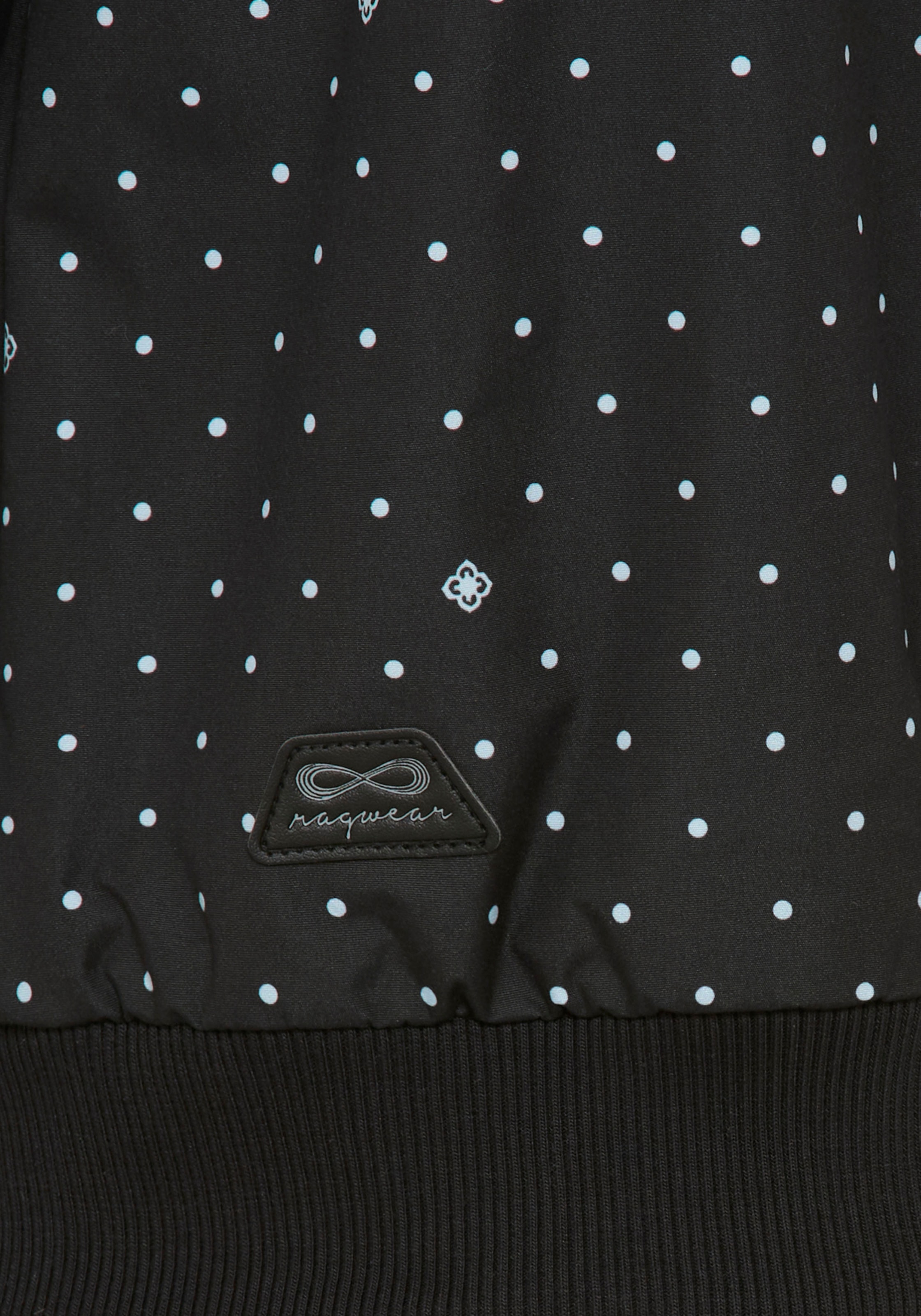 Ragwear Outdoorjacke »NUGGIE DOTS O« mit Kapuze aus Polyester, hüftlange Passform, hochschliessender Kragen