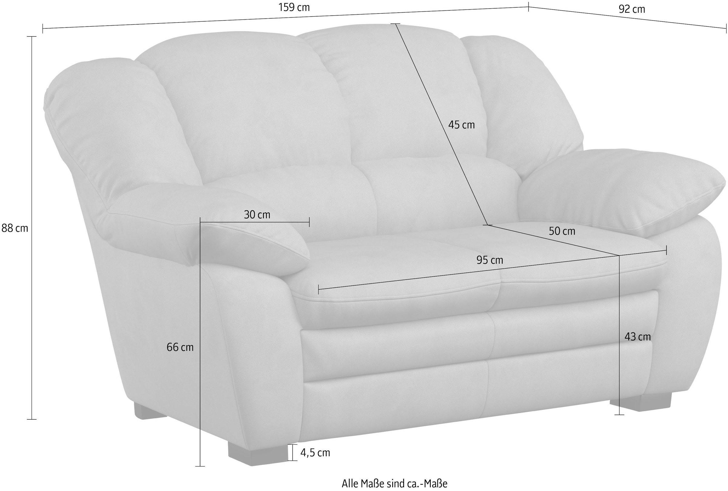 COTTA 2-places »2ER SOFA« ensemble rembourré, également disponible en set