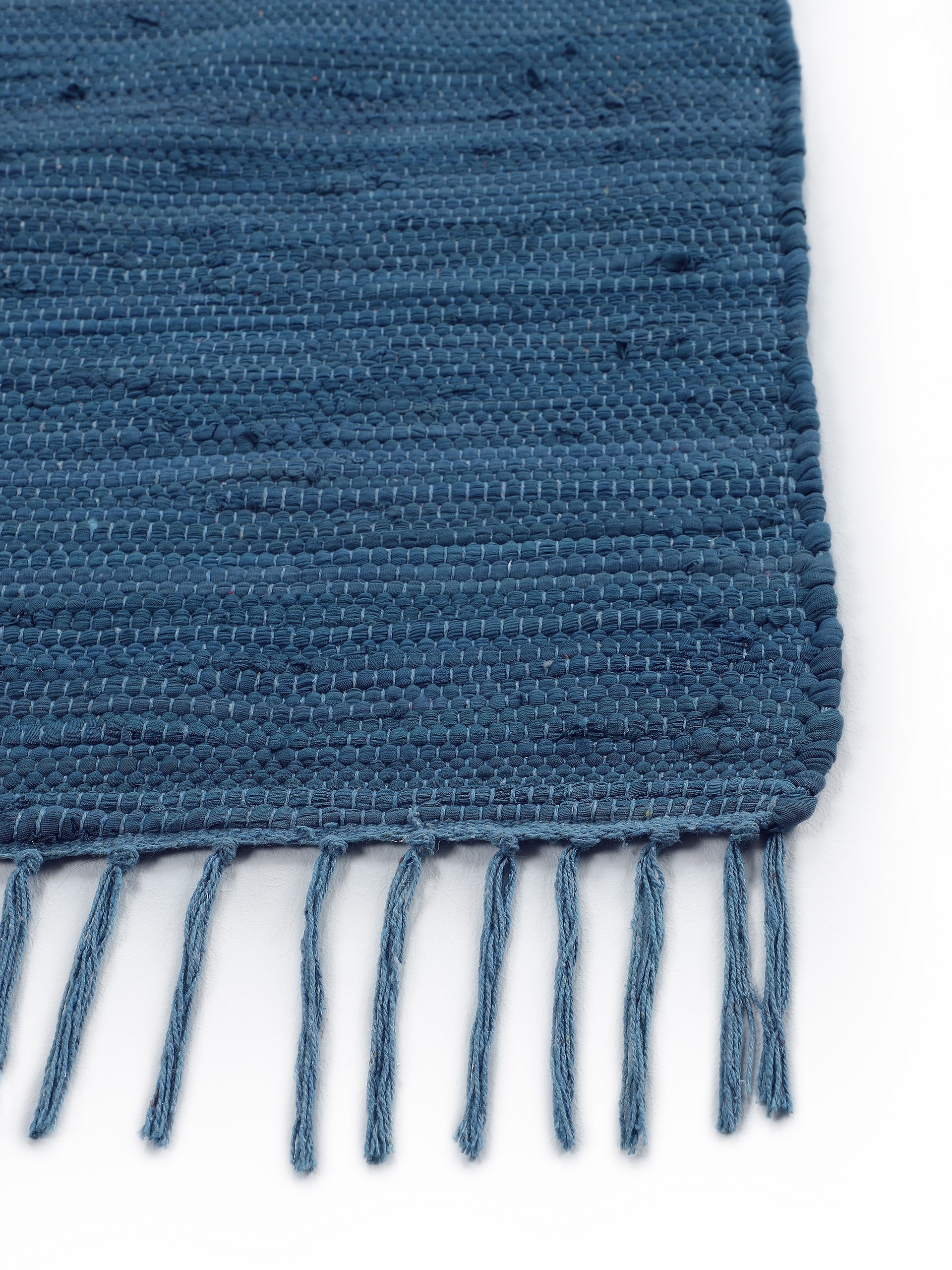 carpetfine Teppich »Kelim Chindi uni , auch als Läufer« rechteckig 5 mm Höhe Wendeteppich, reine Baumwolle, handgewebt, Uni-Farben, mit Fransen