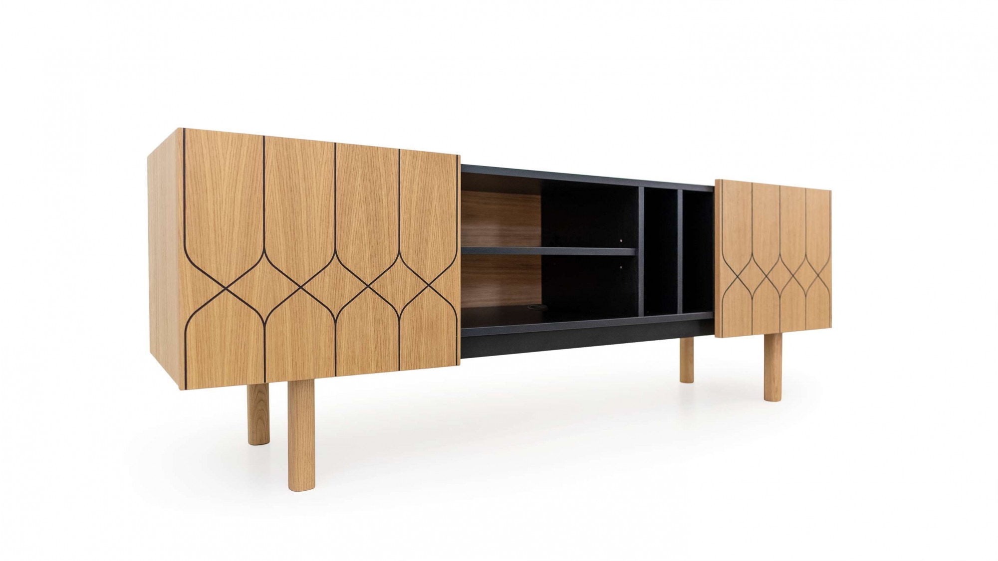 Woodman Sideboard »Porto« Kommode, dekorative Fräsungen, mit Eichenholzfurnier, Breite 175 cm