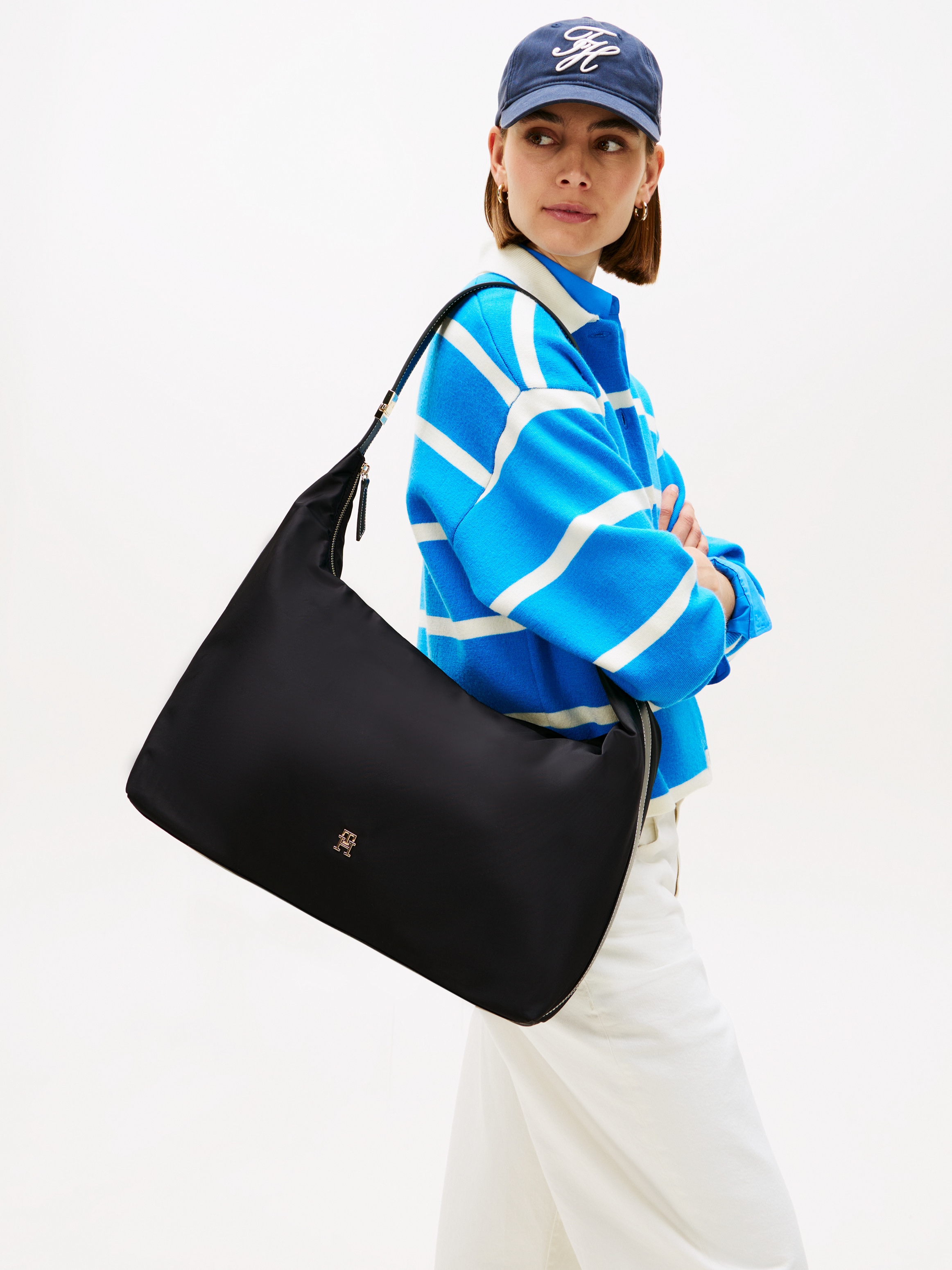 Tommy Hilfiger Hobo »TH GO LARGE HOBO NYLON« sac épaule femme, sac fourre-tout, sac business avec étiquette TH