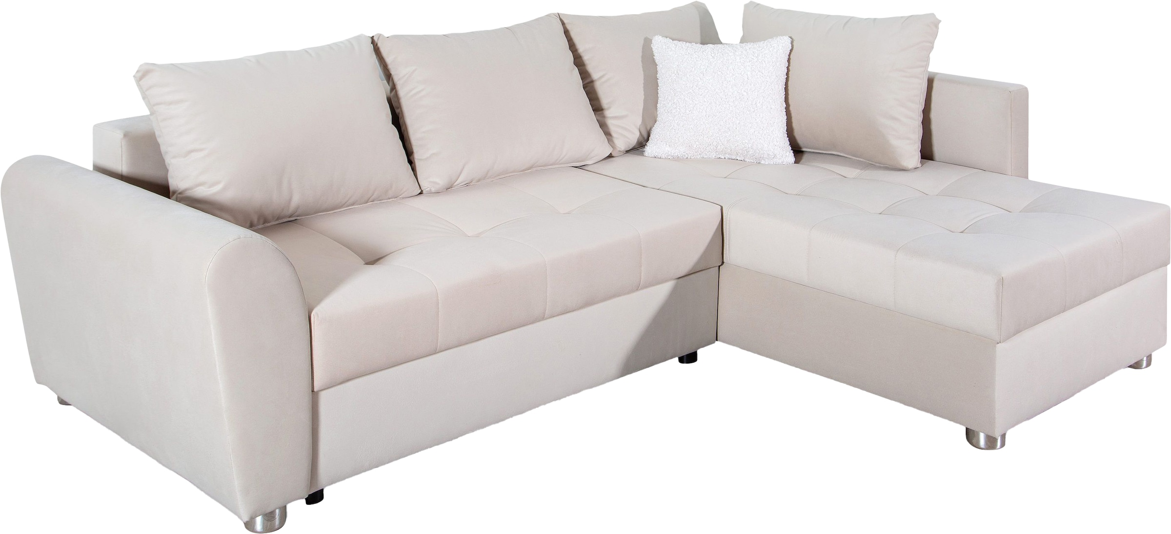 COLLECTION AB Canapé d'angle »Jana L-Form, B: 220 cm« Bettfunktion, Bettkasten & 1 Zierkissen, Federkern
