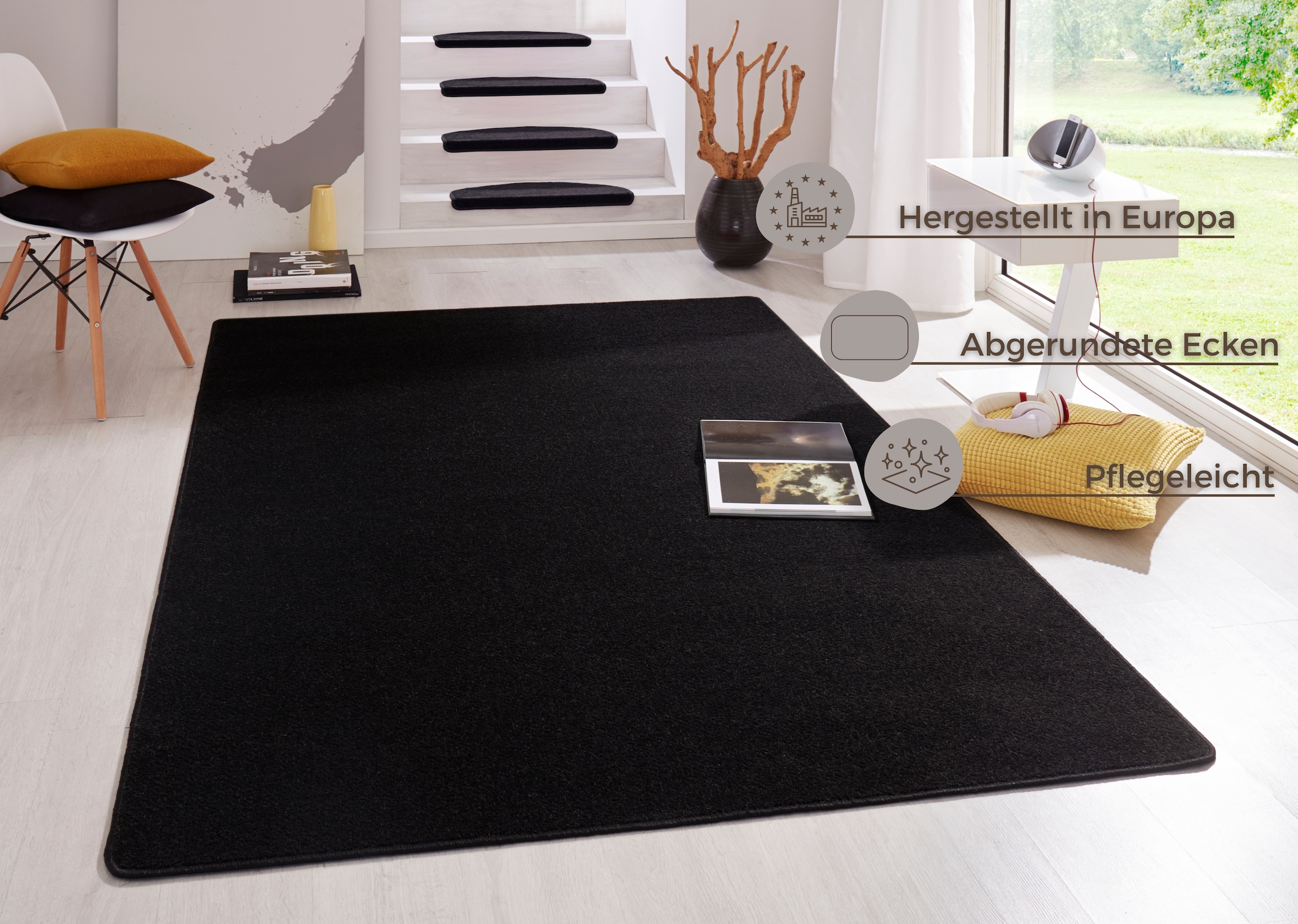 HANSE Home Teppich »Fancy« rechteckig 7 mm Höhe Kurzflor, Läufer, uni, gekettelt, Wohnzimmer, Schlafzimmer, Esszimmer