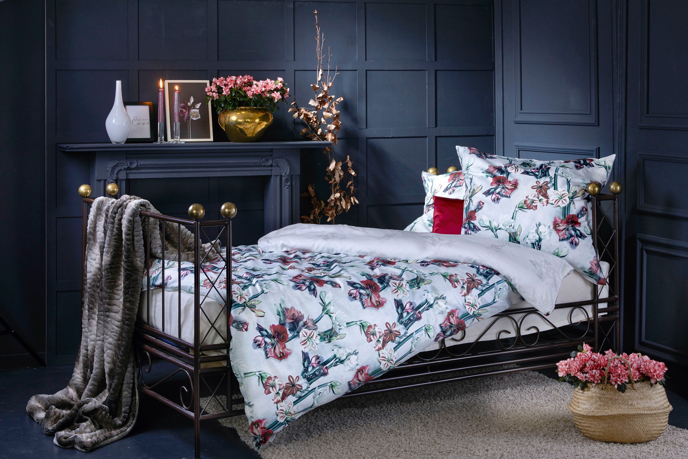 APELT Linge de lit réversible »Vivienne« 2 cuis linge de lit design avec motif floral Amaryllis tendance