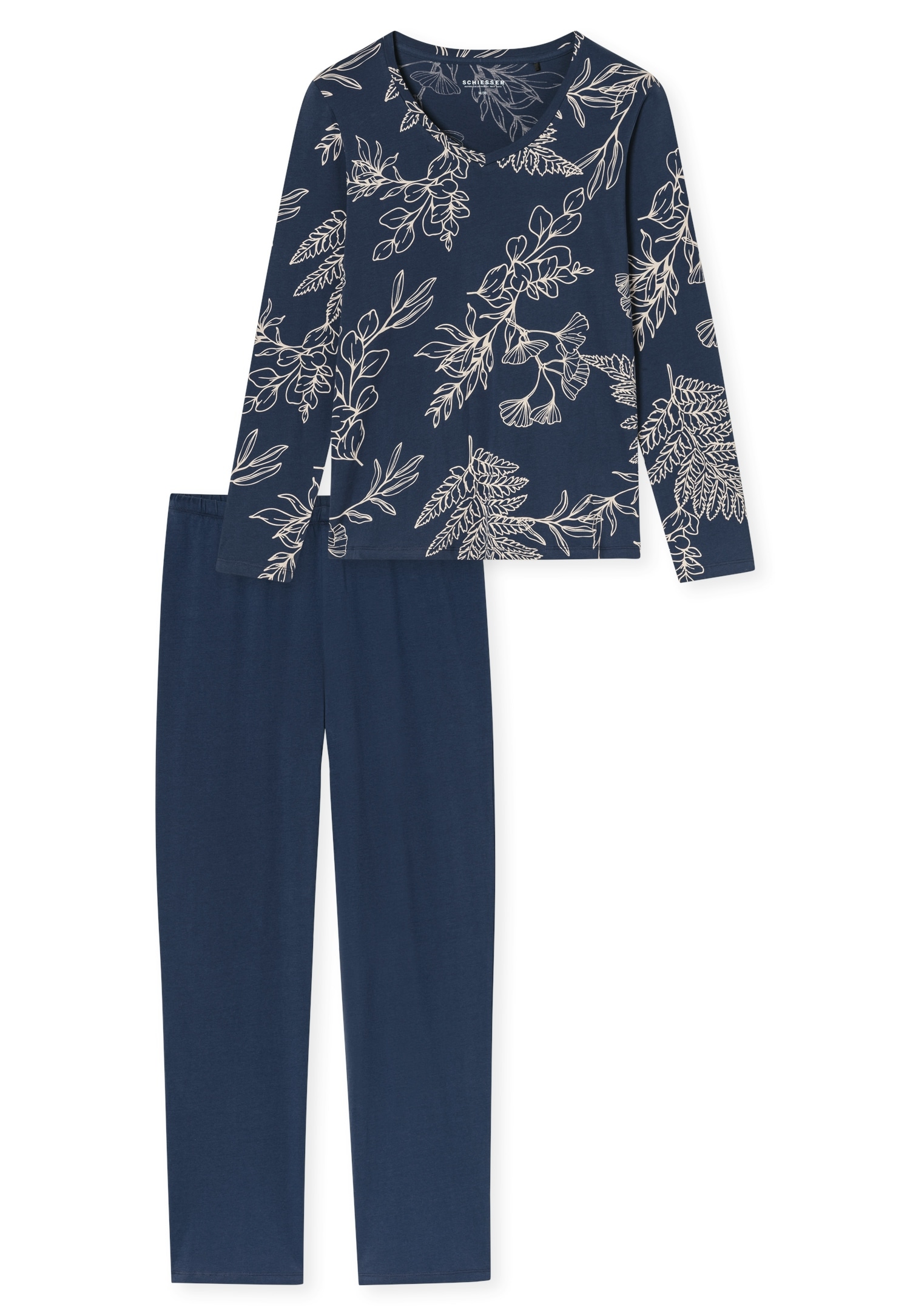 Schiesser Pyjama »Comfort Essentials« 2 col en V, coton, manches longues