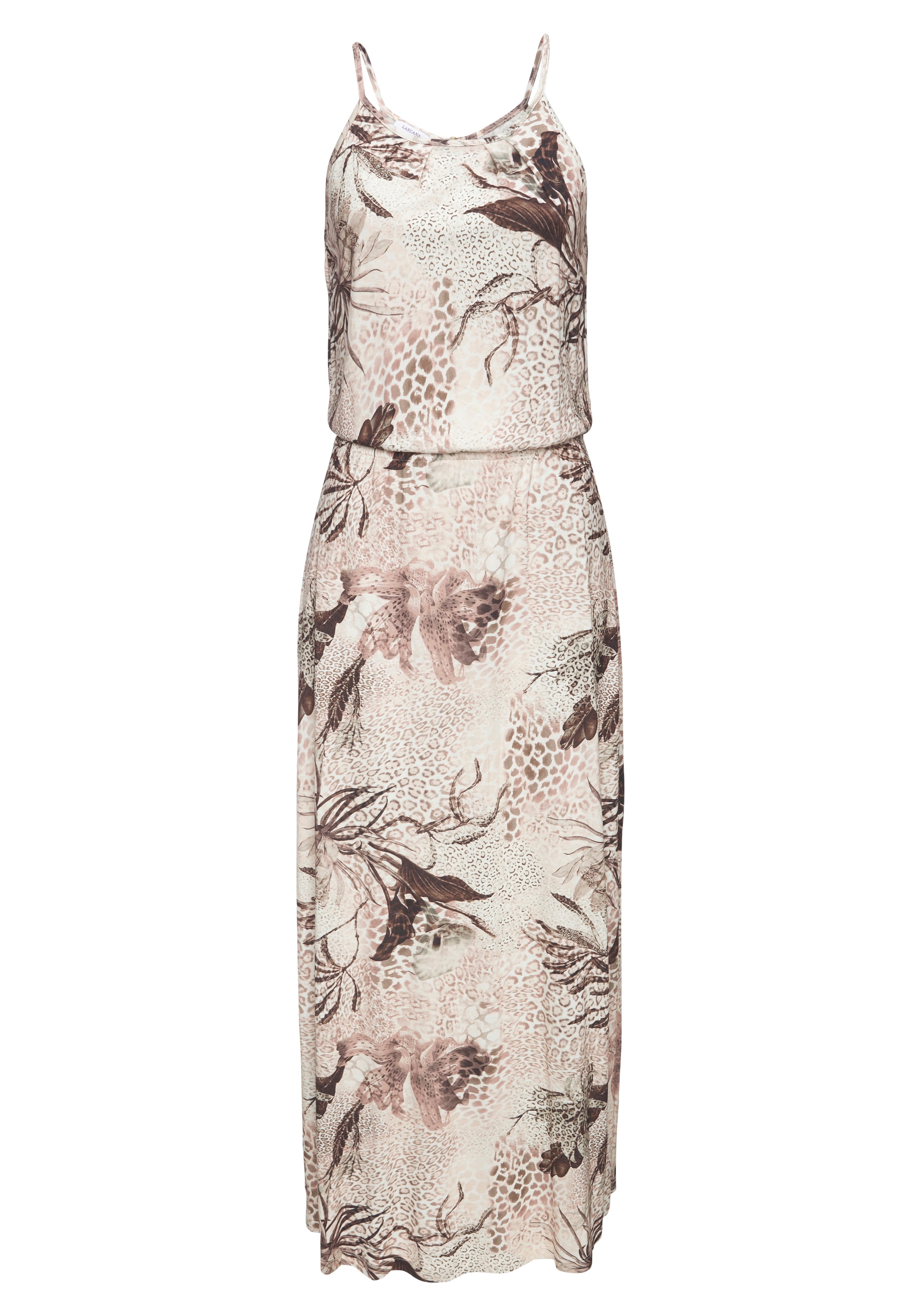 LASCANA Maxikleid leichtes Sommerkleid mit Alloverprint, fliessendes Strandkleid