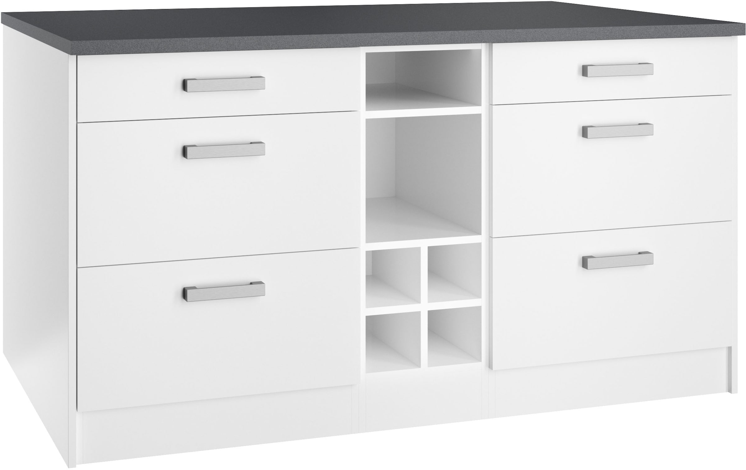 KOCHSTATION Ilot de cuisine »KS-Toronto« largeur 153 cm, façades MDF, casier à bouteilles