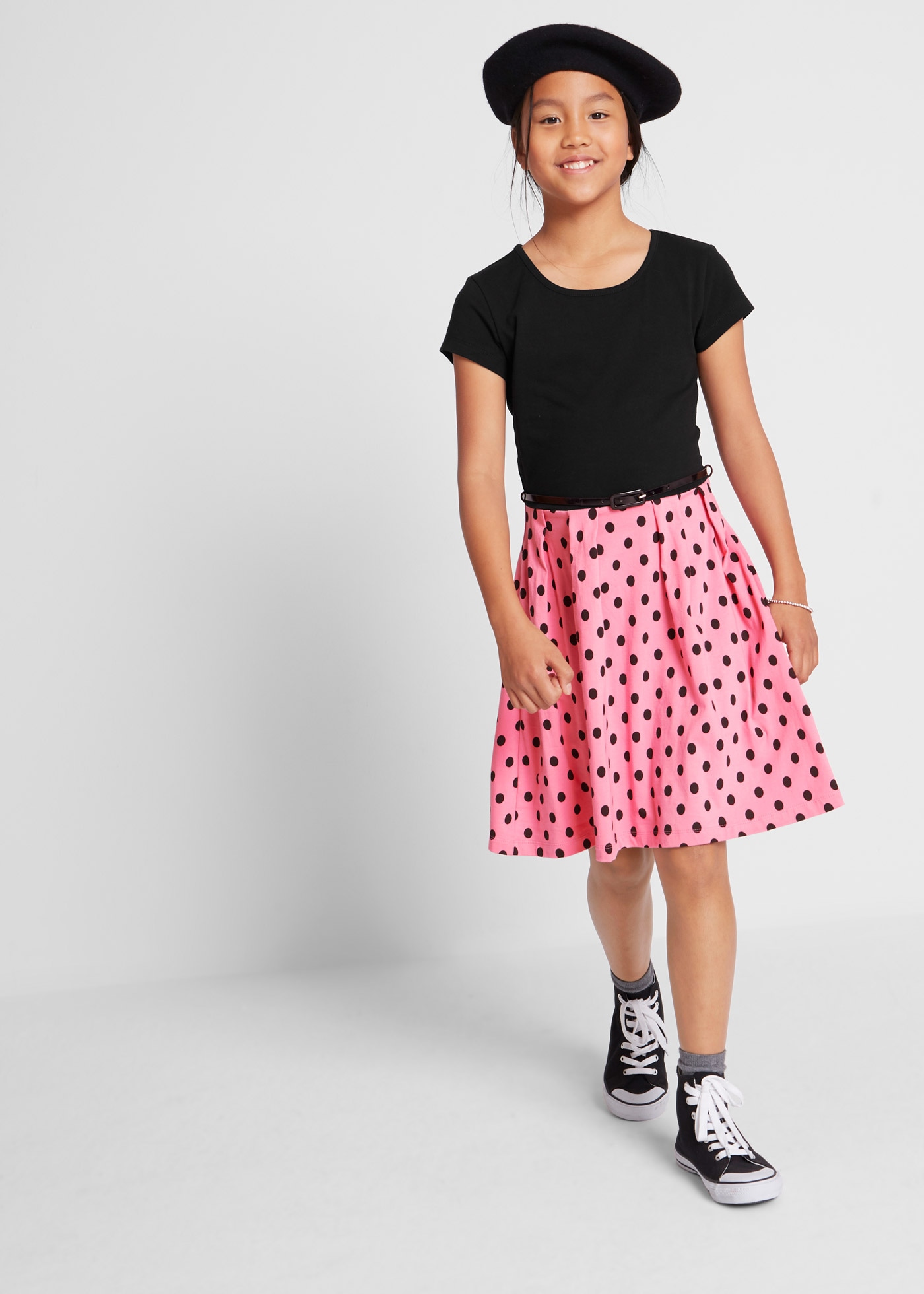 bonprix Robe en jersey »Jerseykleid mit Baumwolle« mit Baumwolle, Regular fit, mit kurzem Ärmel