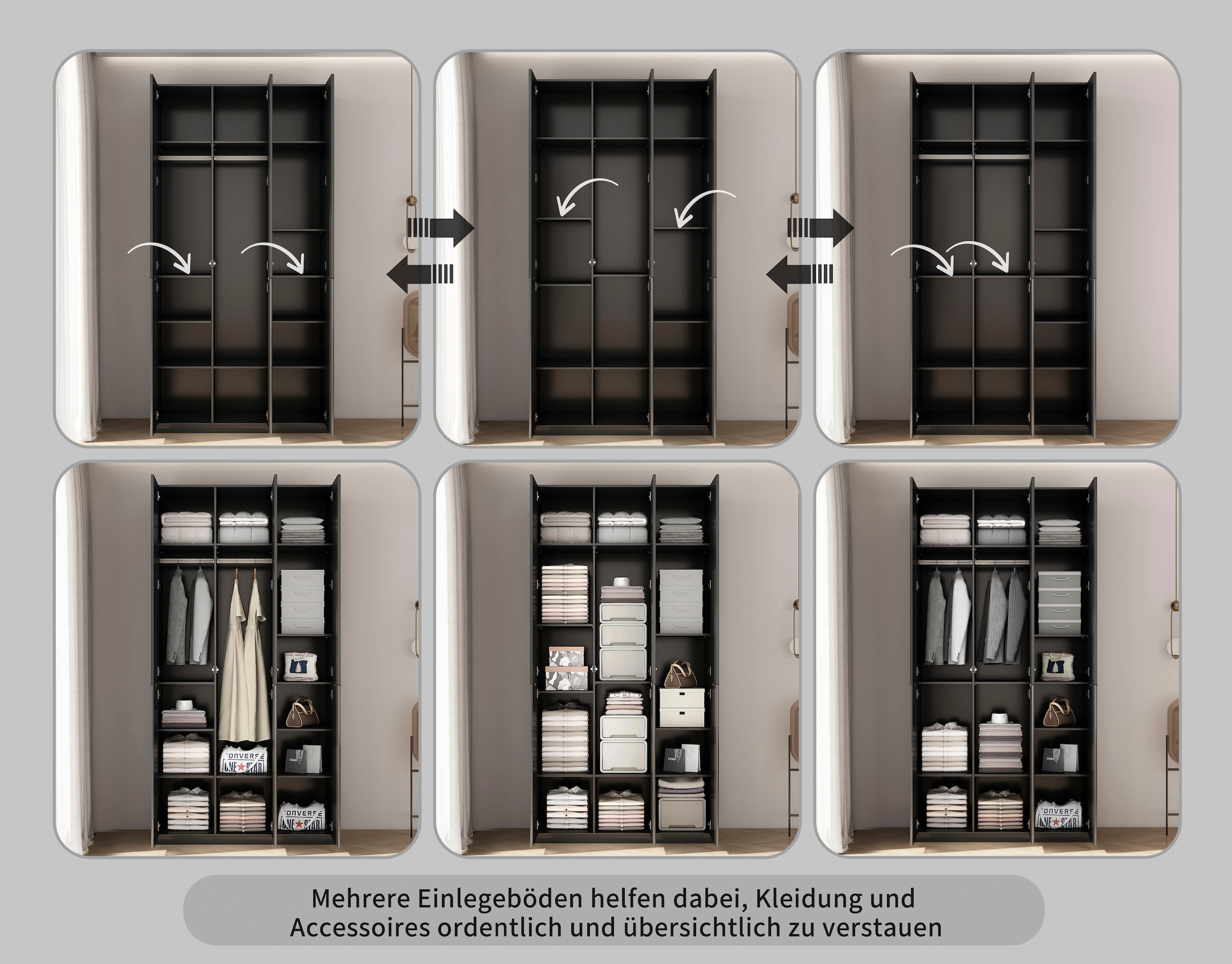 GOODproduct Kleiderschrank »Jorella Schlafzimmerschrank Garderobe mit Softclose« eleganter Schlafzimmerschrank Rillendesign Trend Breite 121cm