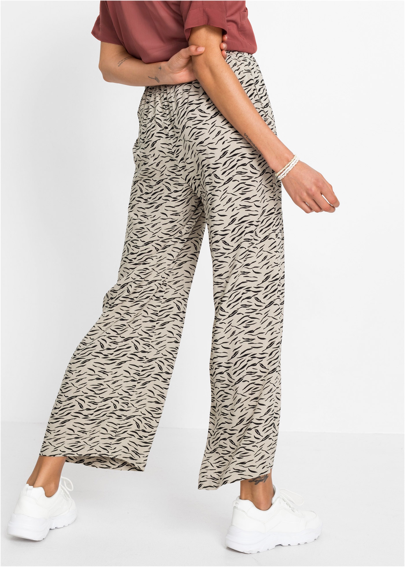 bonprix Pantalon palazzo  aus Viskose, lockere Passform, weiter Bein, casual Stil