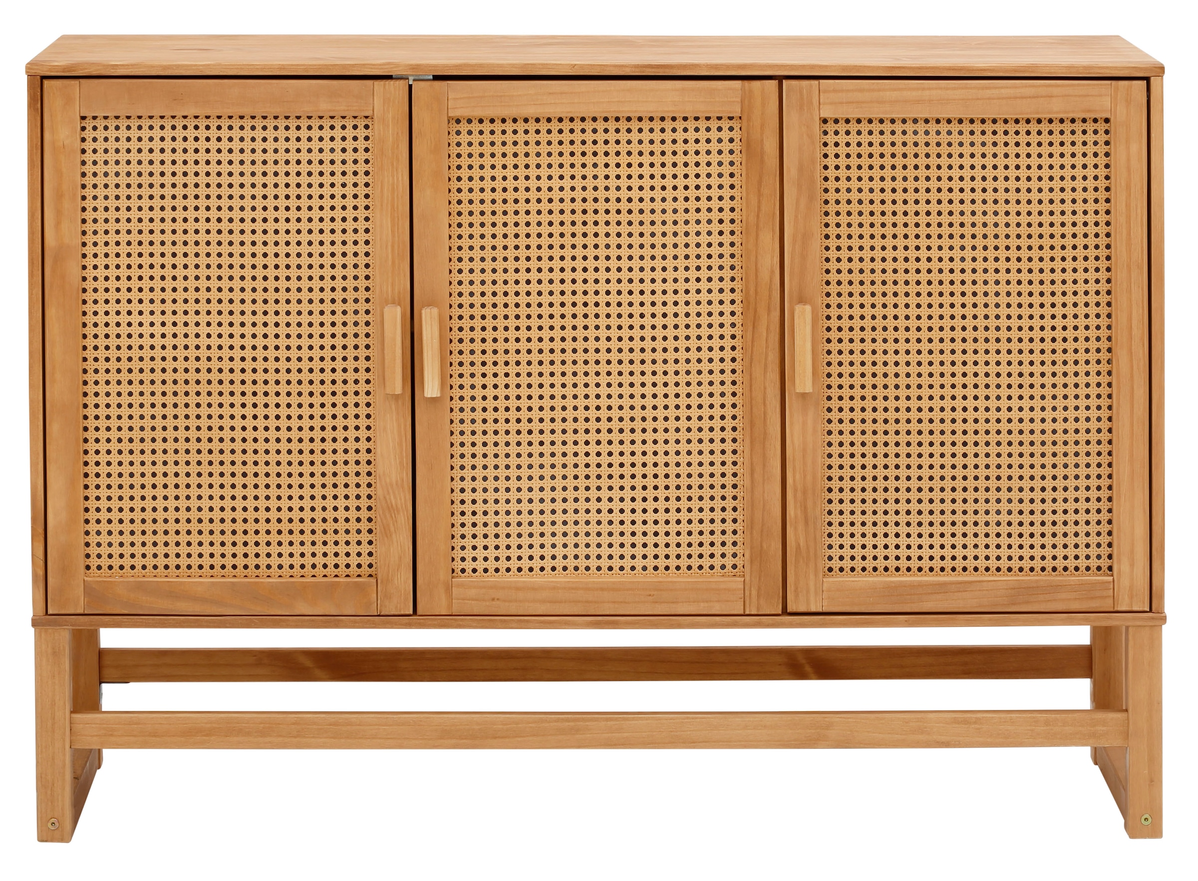 GOODproduct Sideboard »Linz« Kommode mit Rattangeflecht auf den Türfronten, aus Massivholz