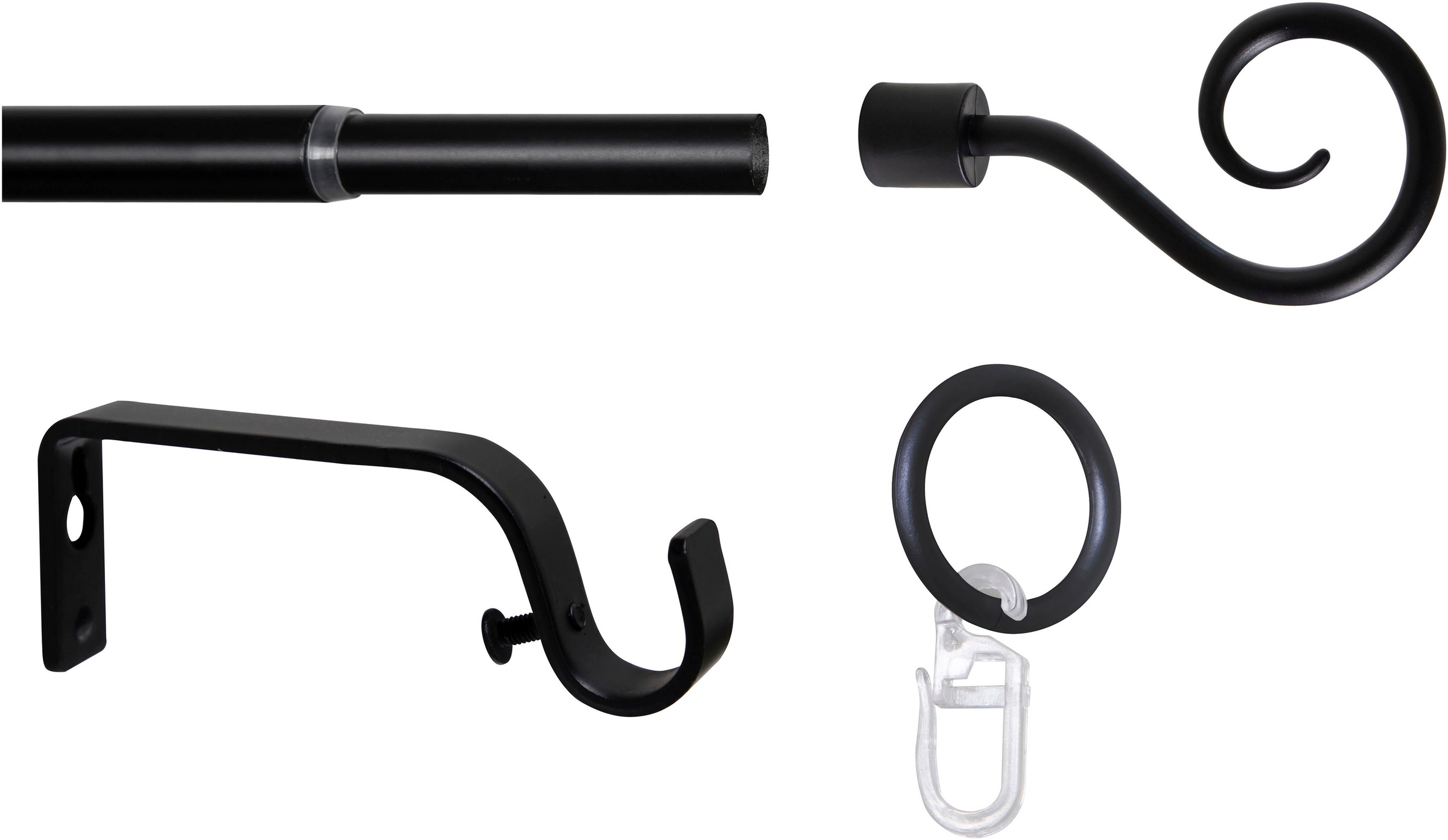 mydeco Tringle à rideaux »Hook« 1 läufig-läufig ausziehbar