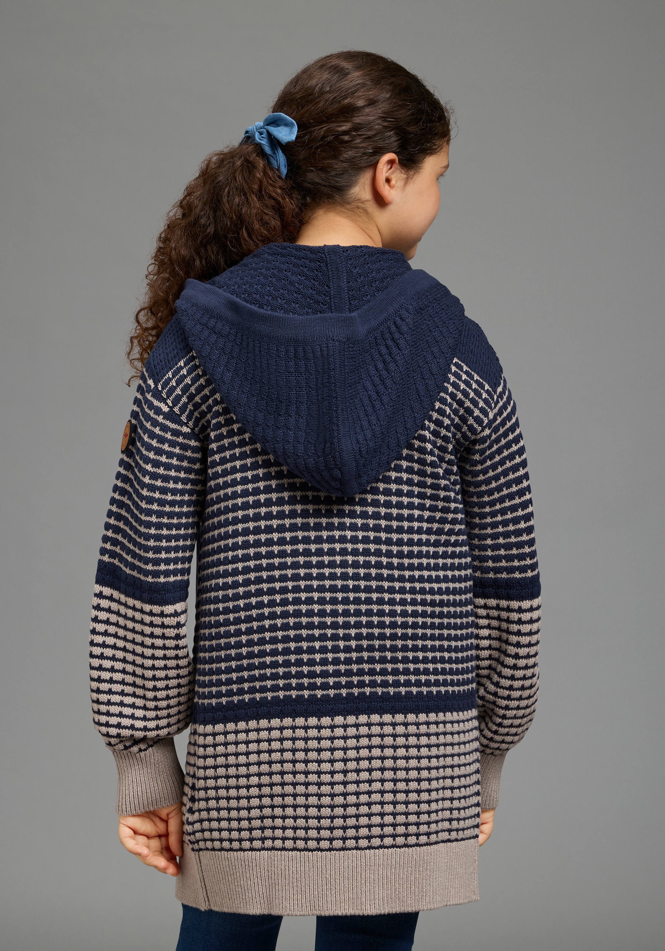 KangaROOS Veste en tricot »Long-Strickjacke mit modischen Ringelmuster von KangaROOS« Long gilet, coupe décontractée, qualité grosse maille
