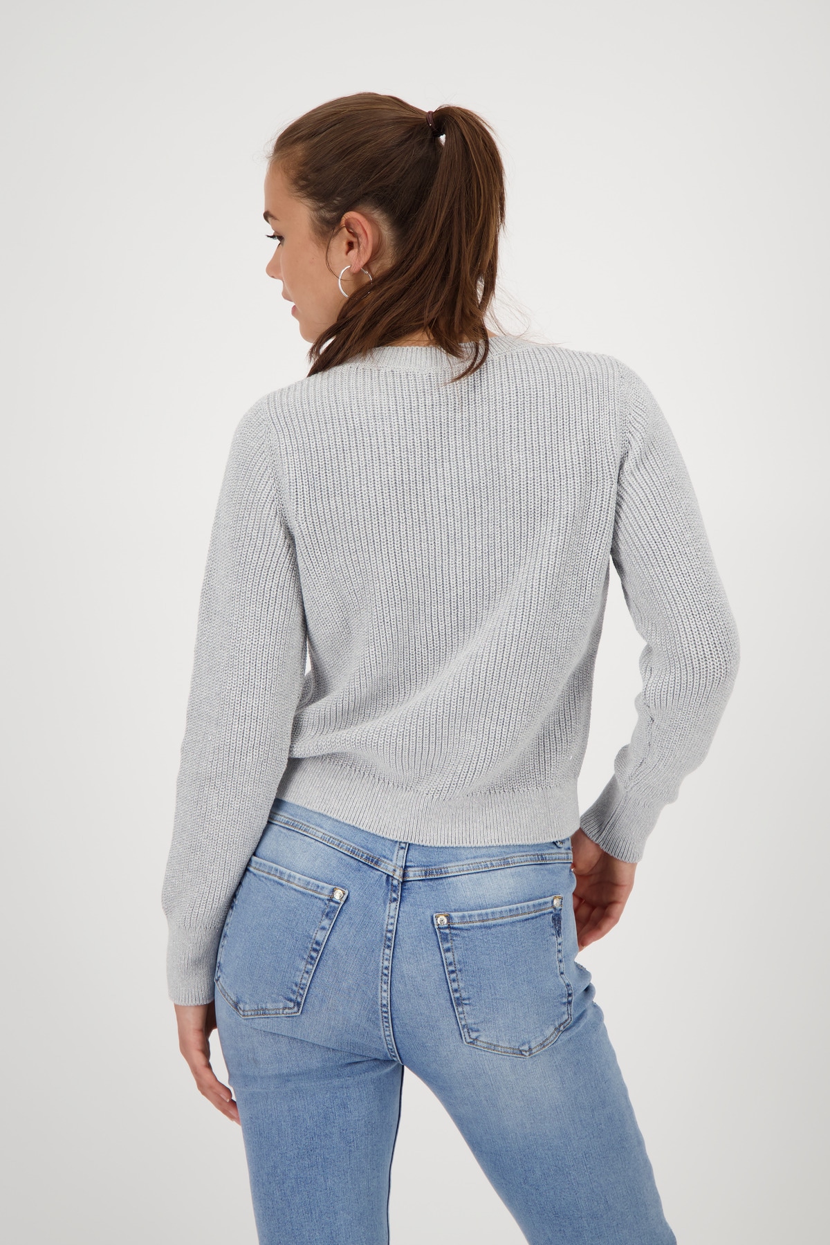 Monari Pull en tricot »Pullover Basic Lurex« Mit Rundhalsausschnitt