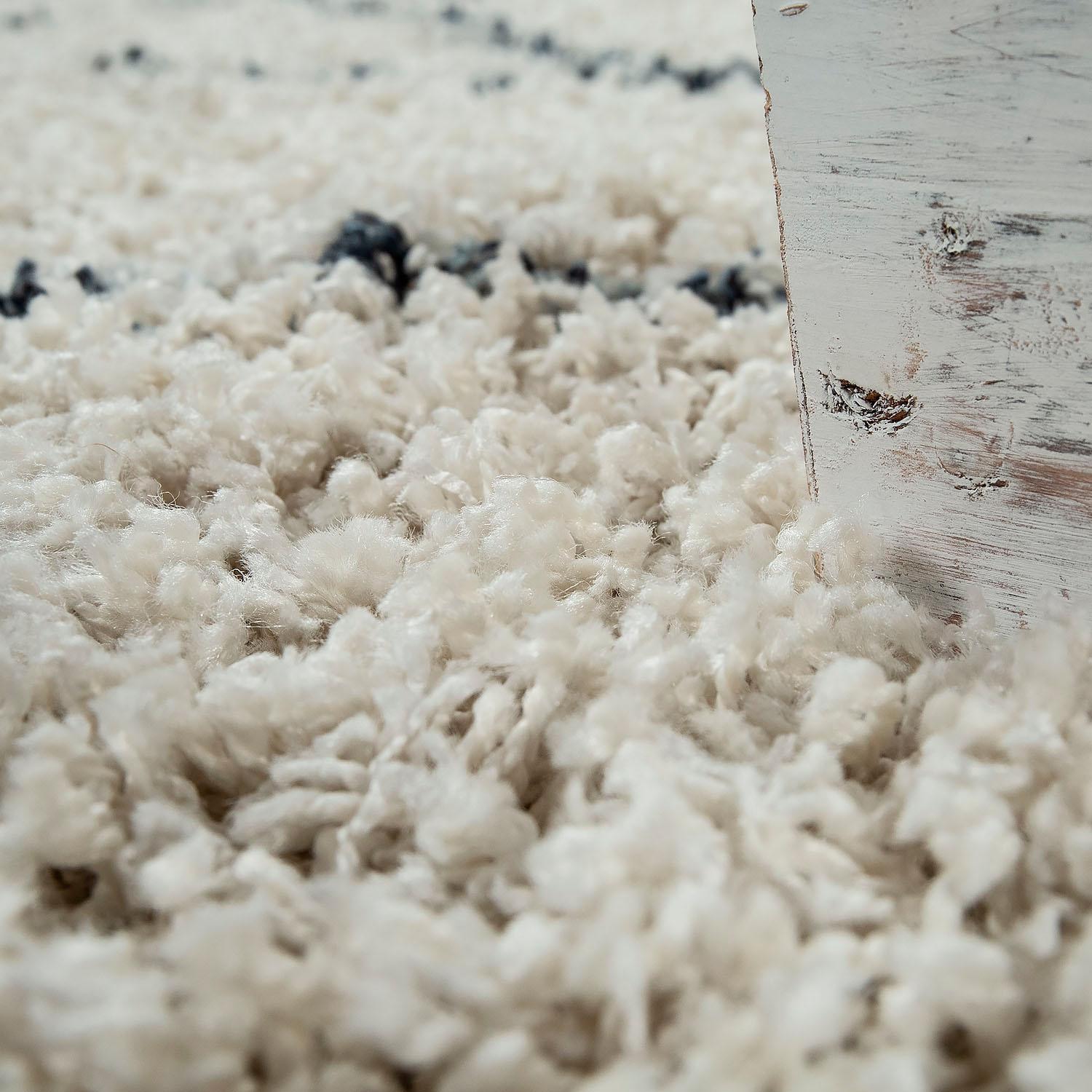 Paco Home Tapis à poils longs »Nador 755« Rectangulaire 54 mm Höhe weicher Shaggy mit Rauten Design und Fransen