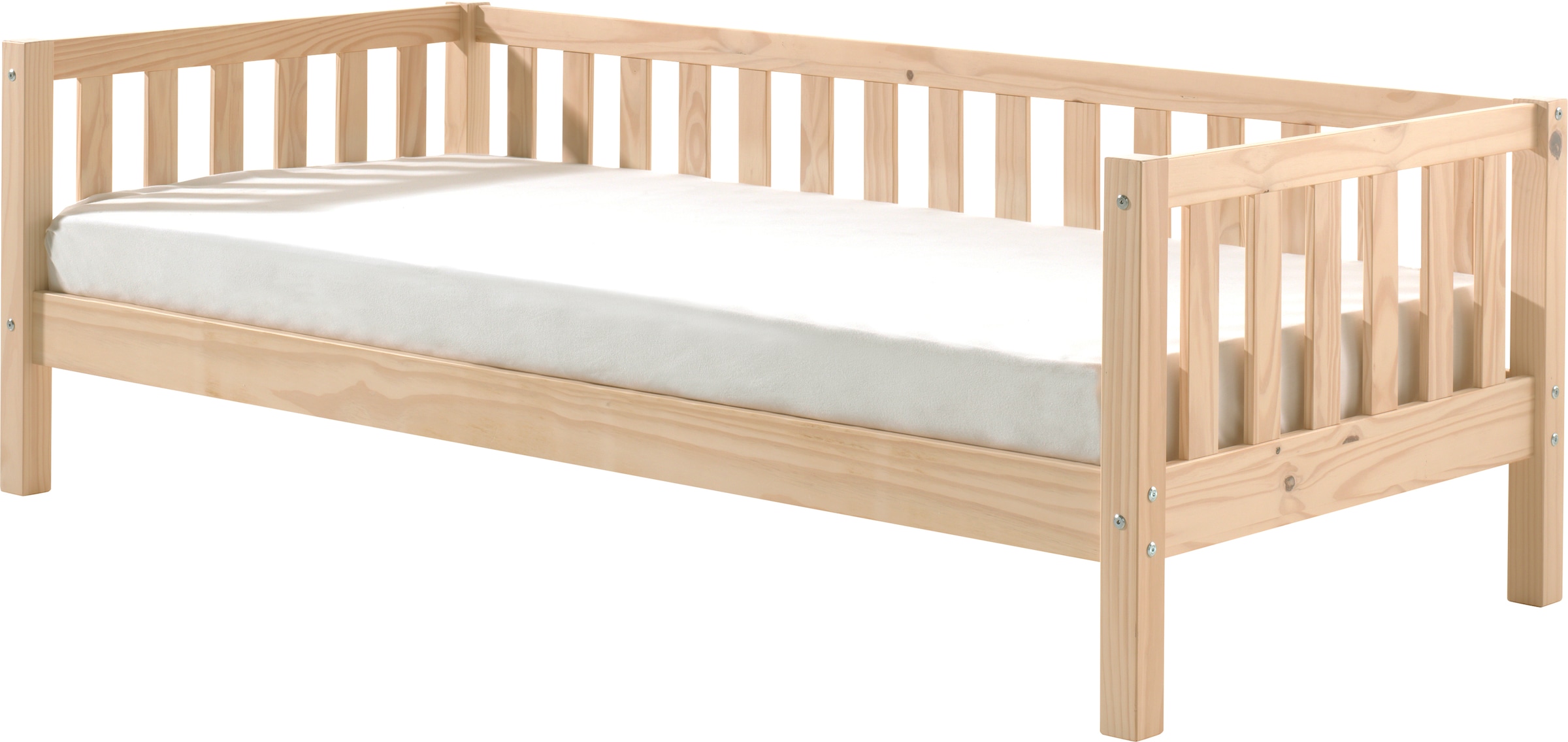 Vipack Lit simple »Sprossenumrandung, Kiefer massiv, stabil gebaut und zeitloses Design« L/H/P env. 211,2x68x97,8 cm, version pin laiteux ou blanc,  incl. sommier à lattes, avec ou sans tiroir de lit