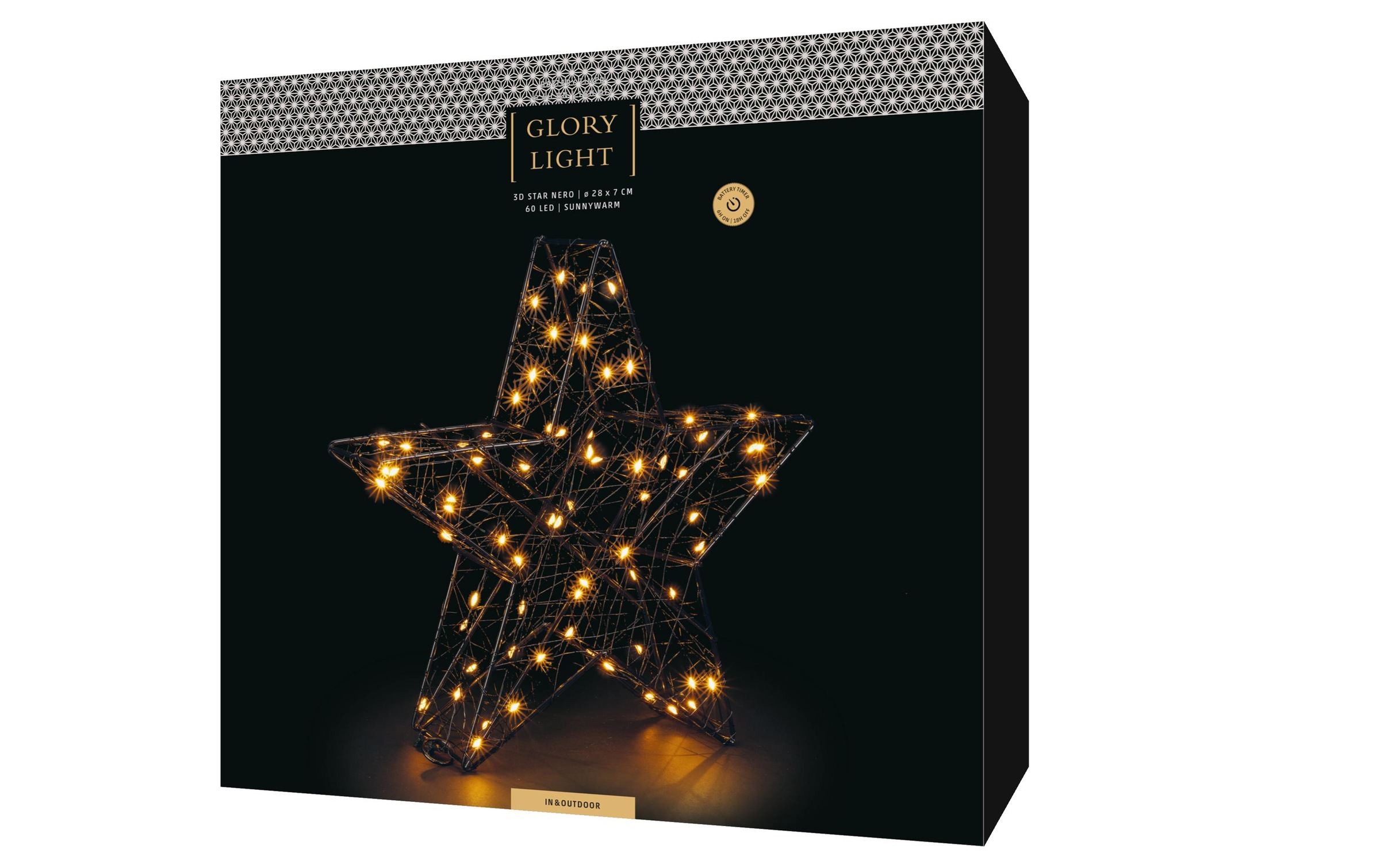 STT LED Dekofigur »Dekoration 3D Star Nero M« Warmweiss