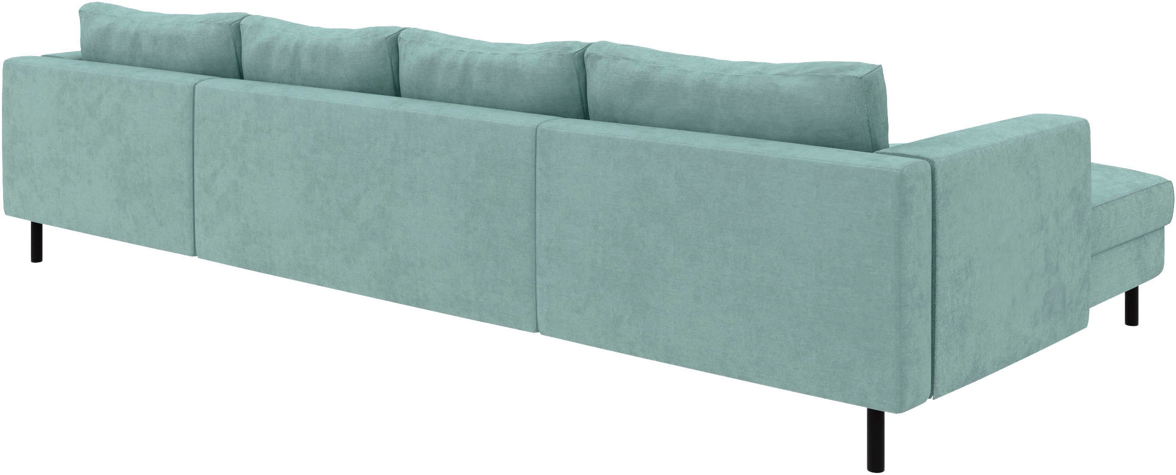 TRENDMANUFAKTUR Wohnlandschaft »Amazing II, wahlw. mit Schlaffunktion & Bettkasten, Fuss schwarz« Sofa in U-Form, in Cord, Struktur LEO o. Struktur LINO, Breite 305 cm
