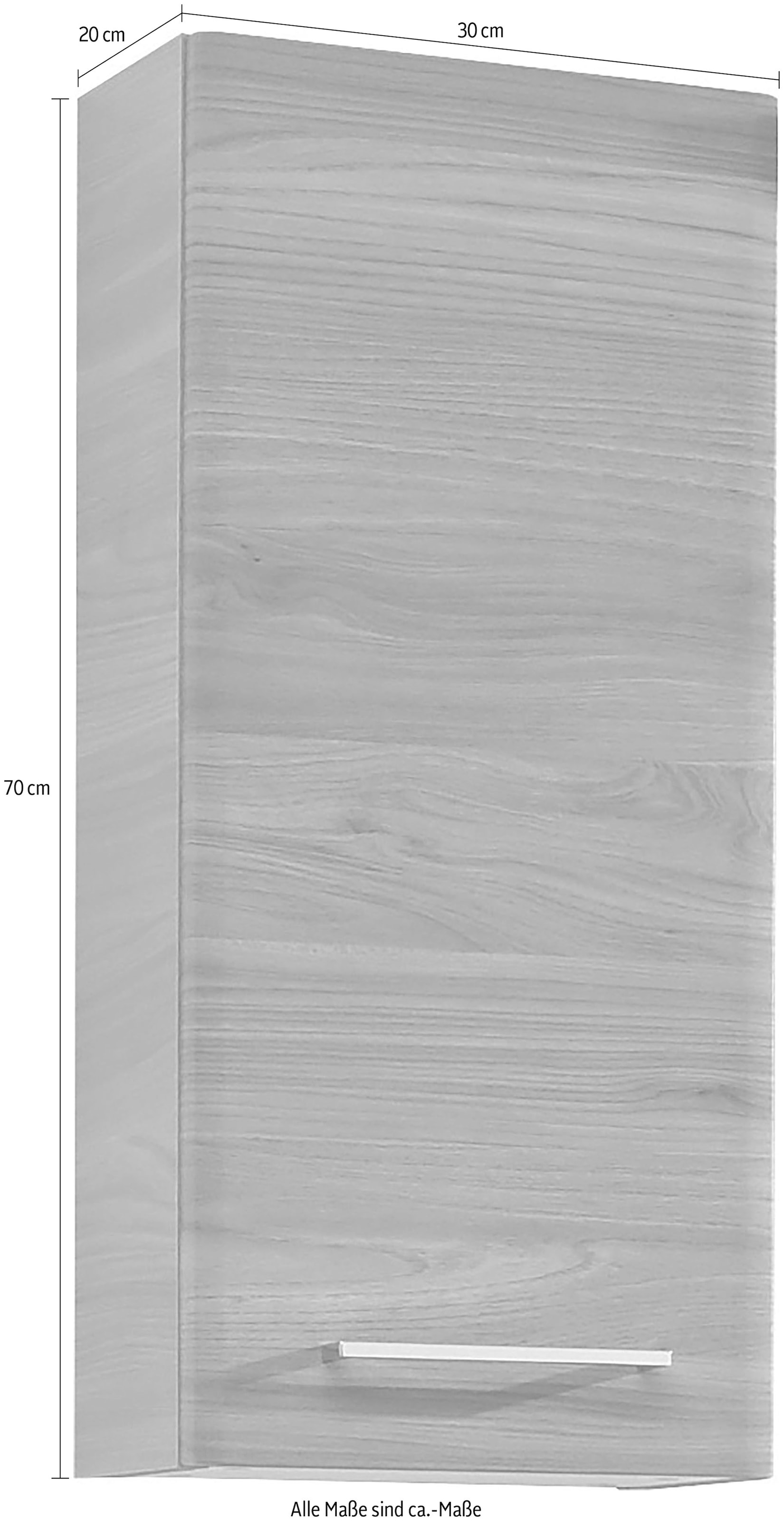 Saphir Hängeschrank »Quickset 916 Wand-Badschrank 30 cm breit mit 1 Tür, 2 Einlegeböden« Badezimmer-Hängeschrank Sangallo Grau quer Nachbildung