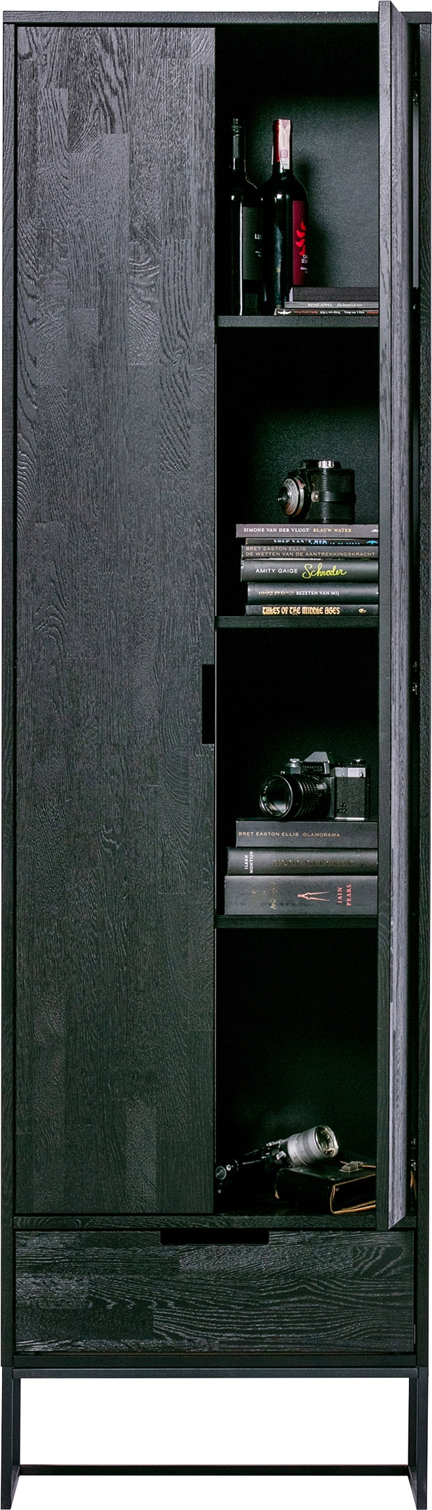 WOOOD Armoire multi-usages »Silas FSC®-Eschenholz massiv mit Metallgestell H 210 x B 60 x T 36 cm« Surface laquée de protection, capacité de charge 15 kg par étagère, facile d'entretien
