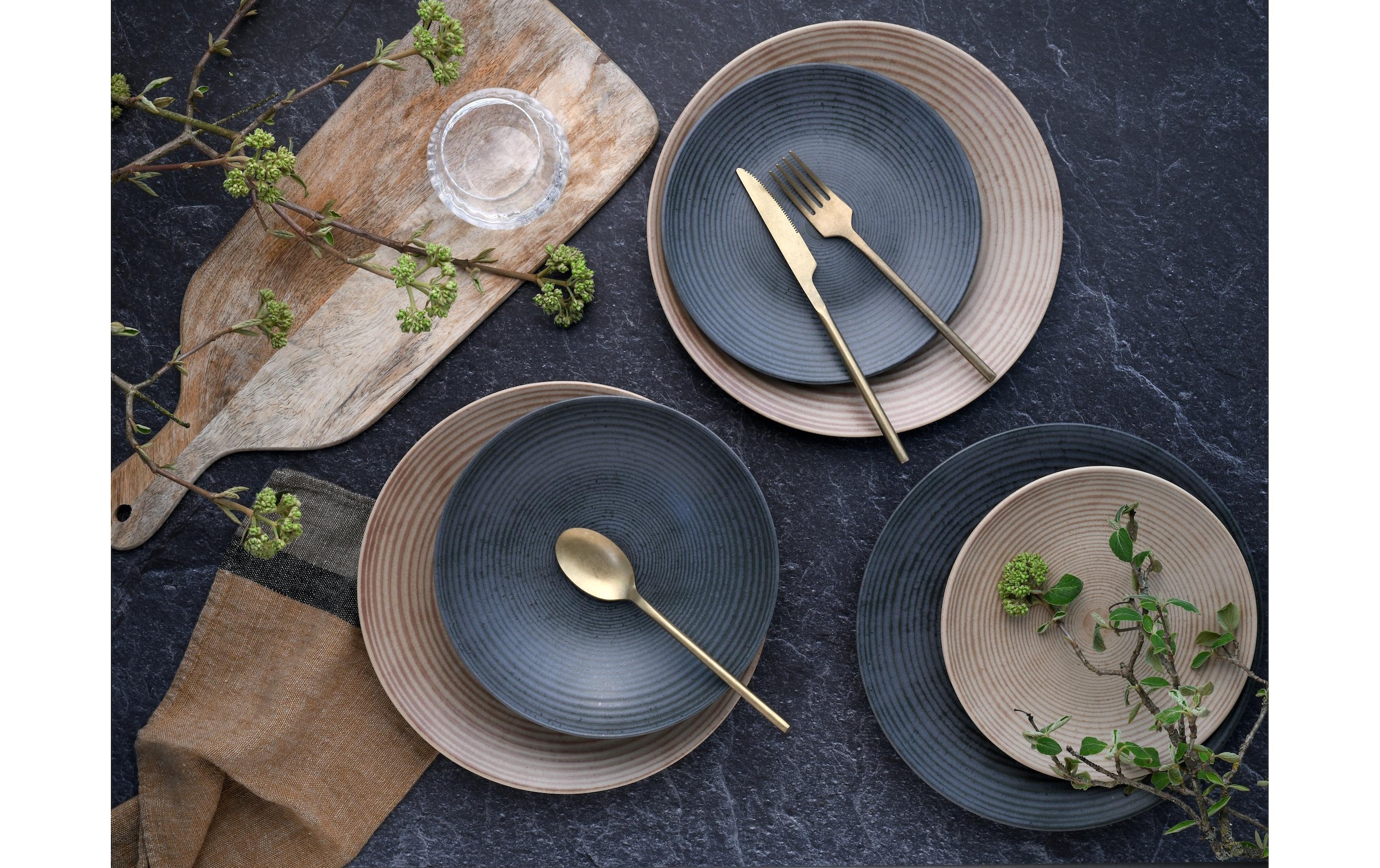 CreaTable Service combiné »Teller-Set Anthrazit/Sand«