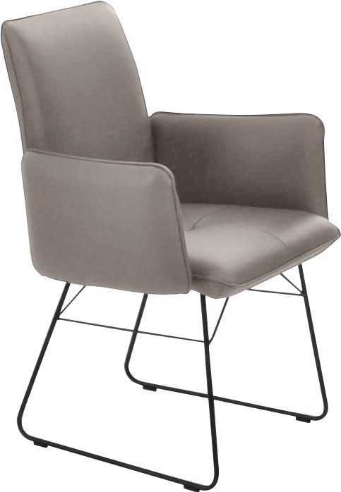 K+W Komfort & Wohnen Chaise avec accoudoirs () 1 cuisstructure en fil métallique noir, poignée au dos, matelassage sur l’assise