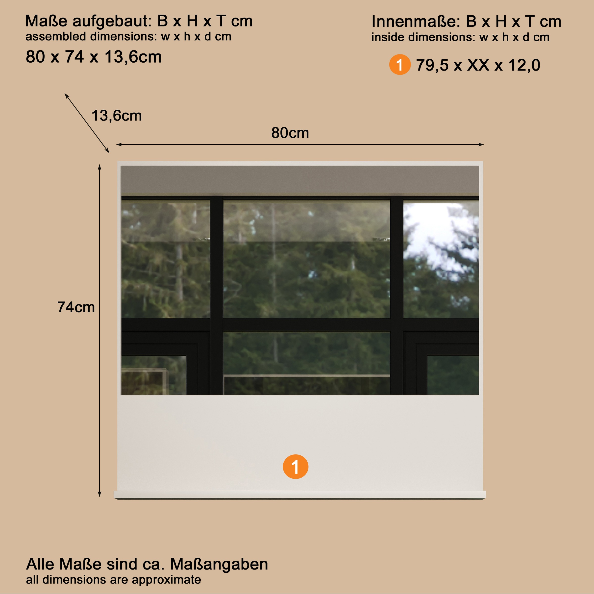welltime Miroir mural »San Pedro« Kompakter Badspiegel mit Ablagefläche – Masse (B/T/H) 80/14/74 cm
