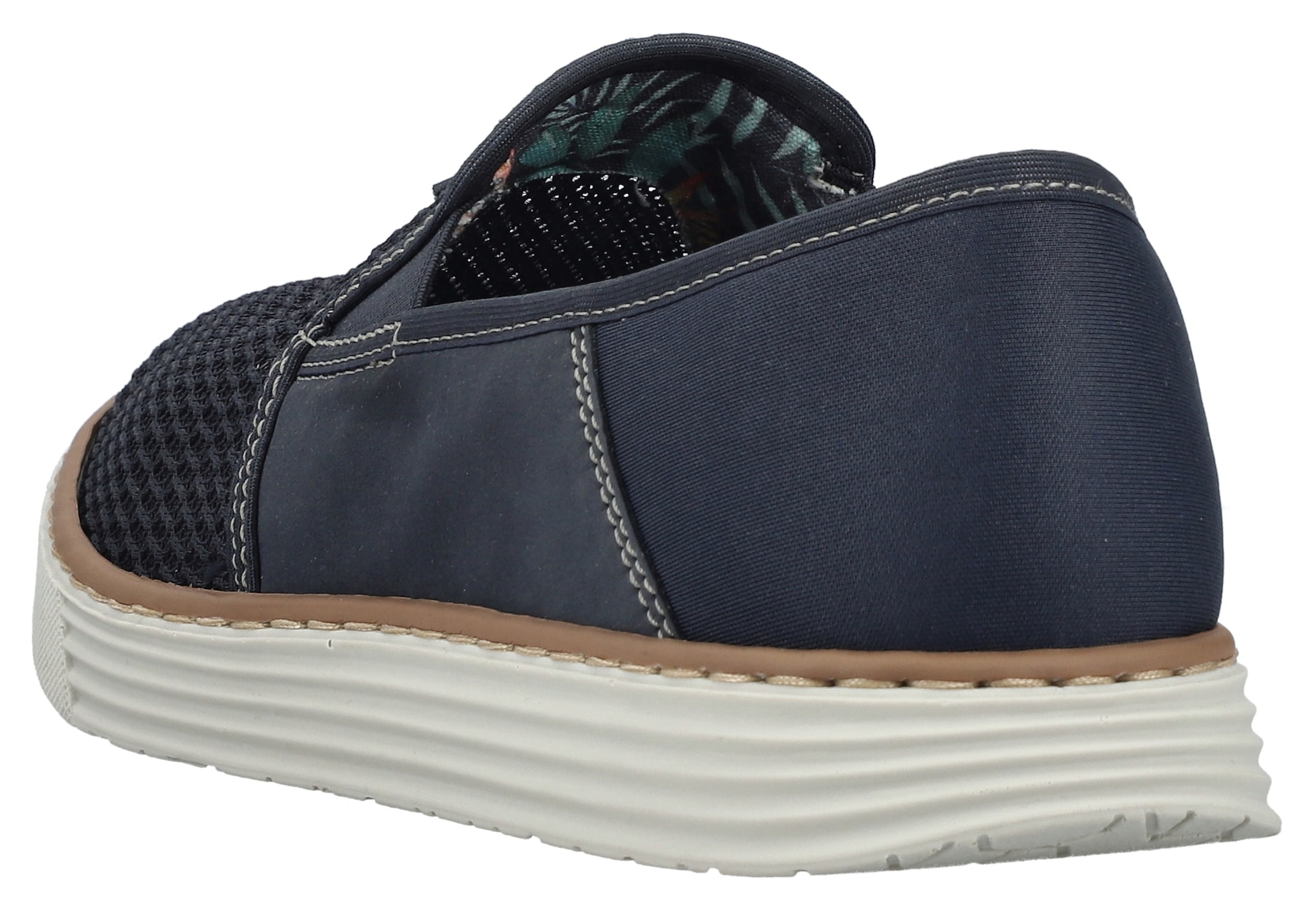 Rieker Slipper  Espadrilles, Sommerschuh mit kontrastfarbenen Ziernähten