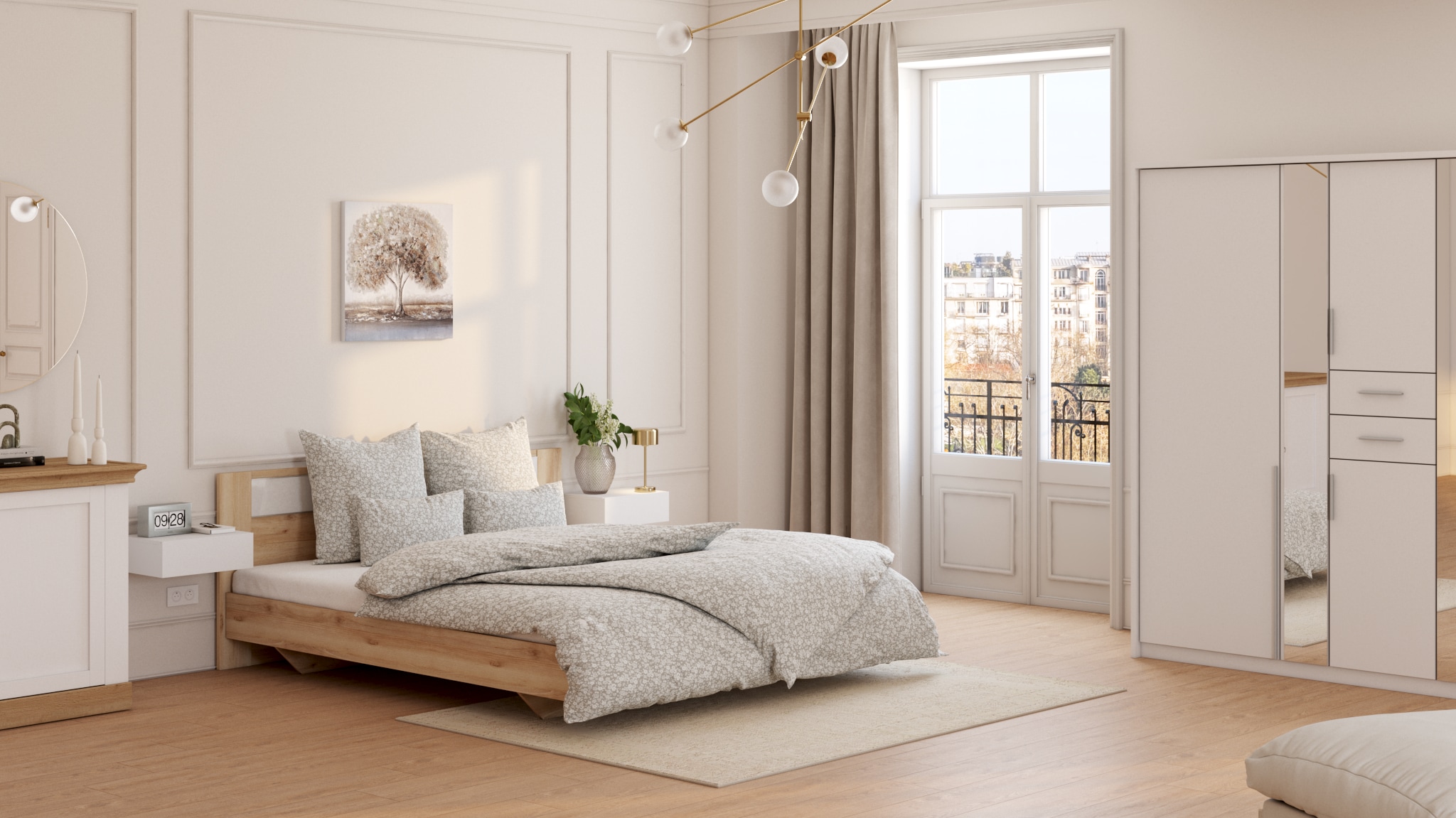 Loevschall Miroir mural »Refine Wandspiegel rund – stilvoller Designspiegel mit edlem Rahmen,« in mehreren Grössen & Farben für Bad, Schlafzimmer & Flur