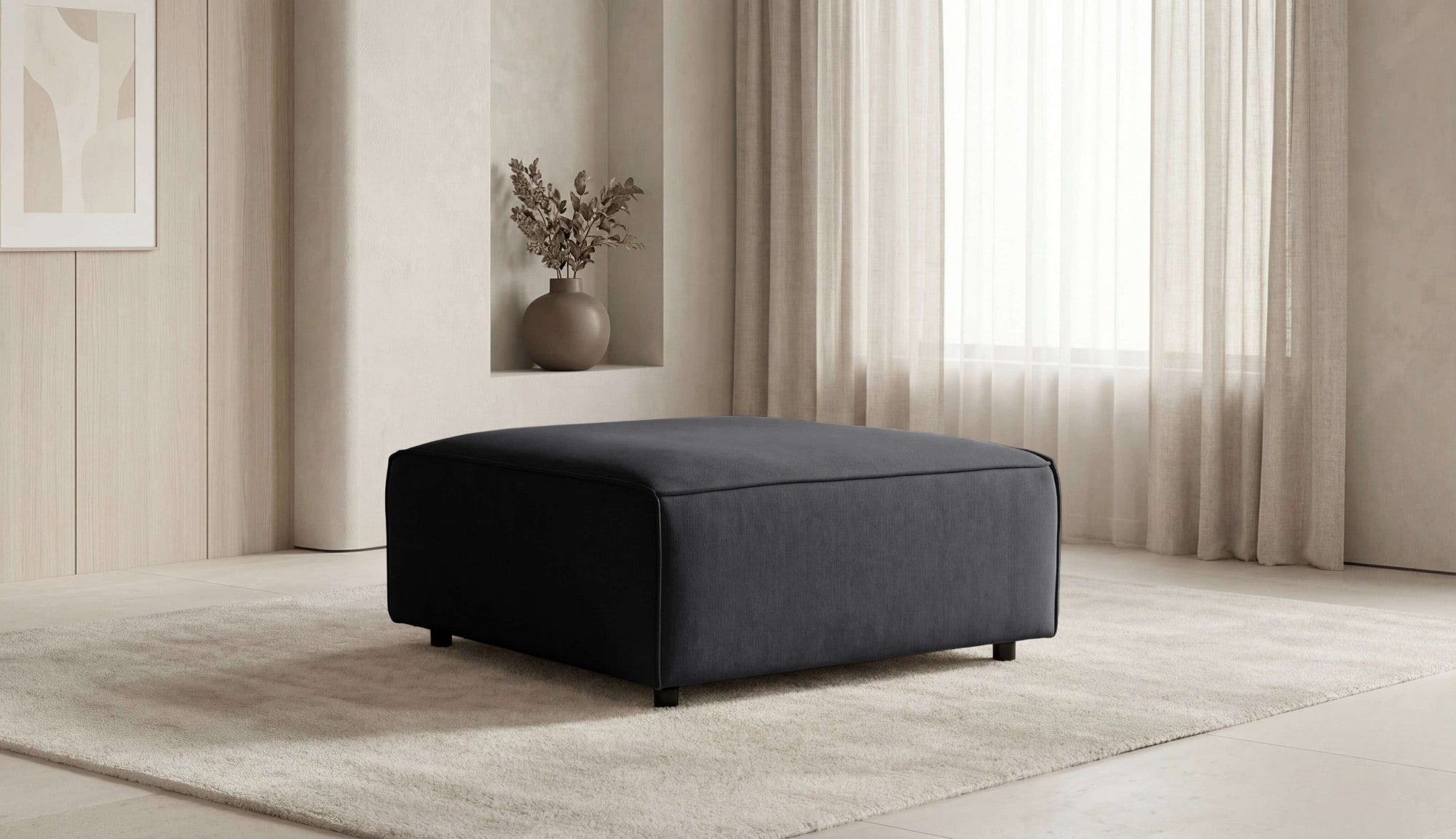 GOODproduct Polsterhocker »Jorrena, extra weicher Chenille-Stoff« Praktische Ergänzung, 105x105 cm, mit Wellenunterfederung