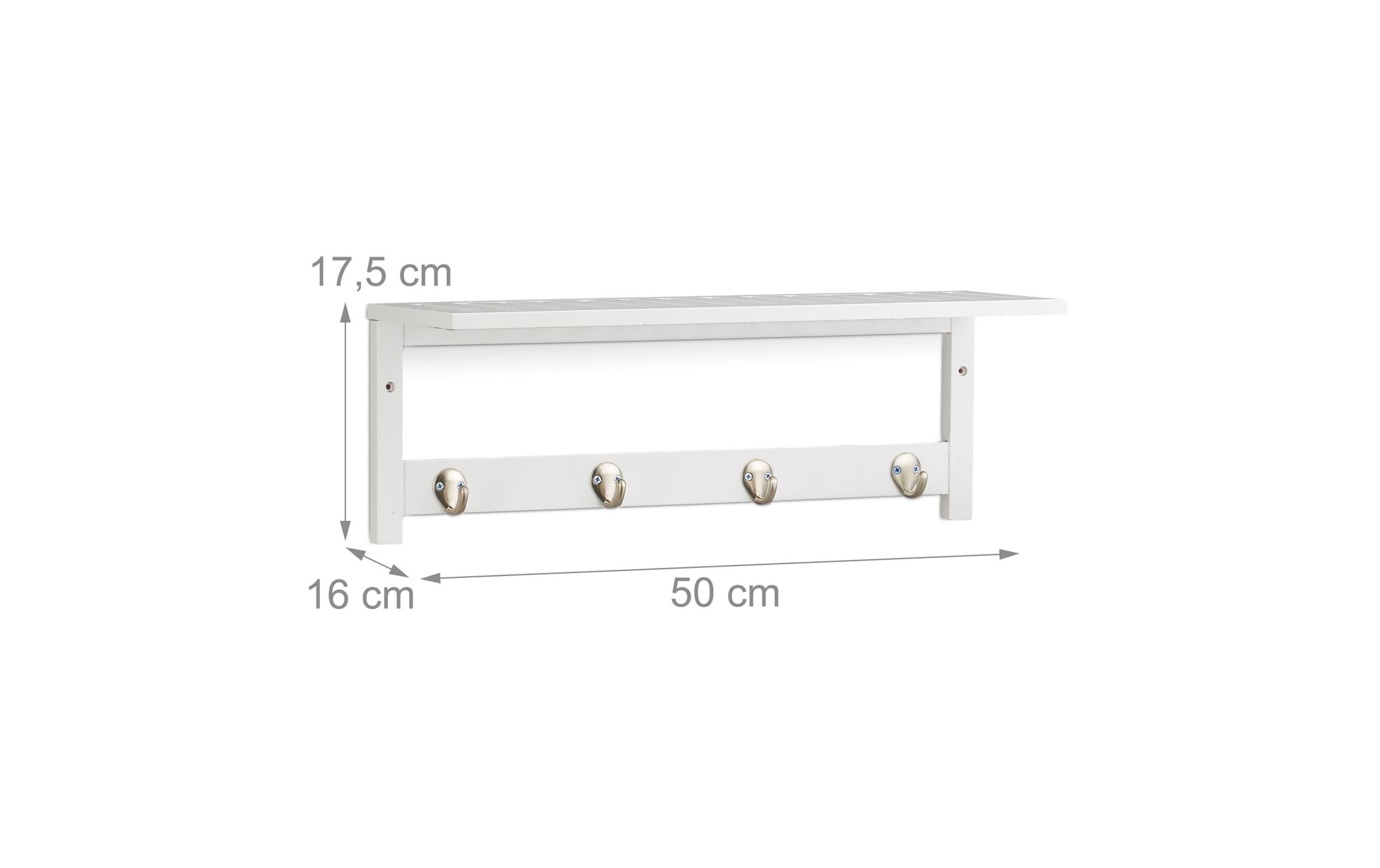 relaxdays Wandregal »Wandregal mit 4 Haken«