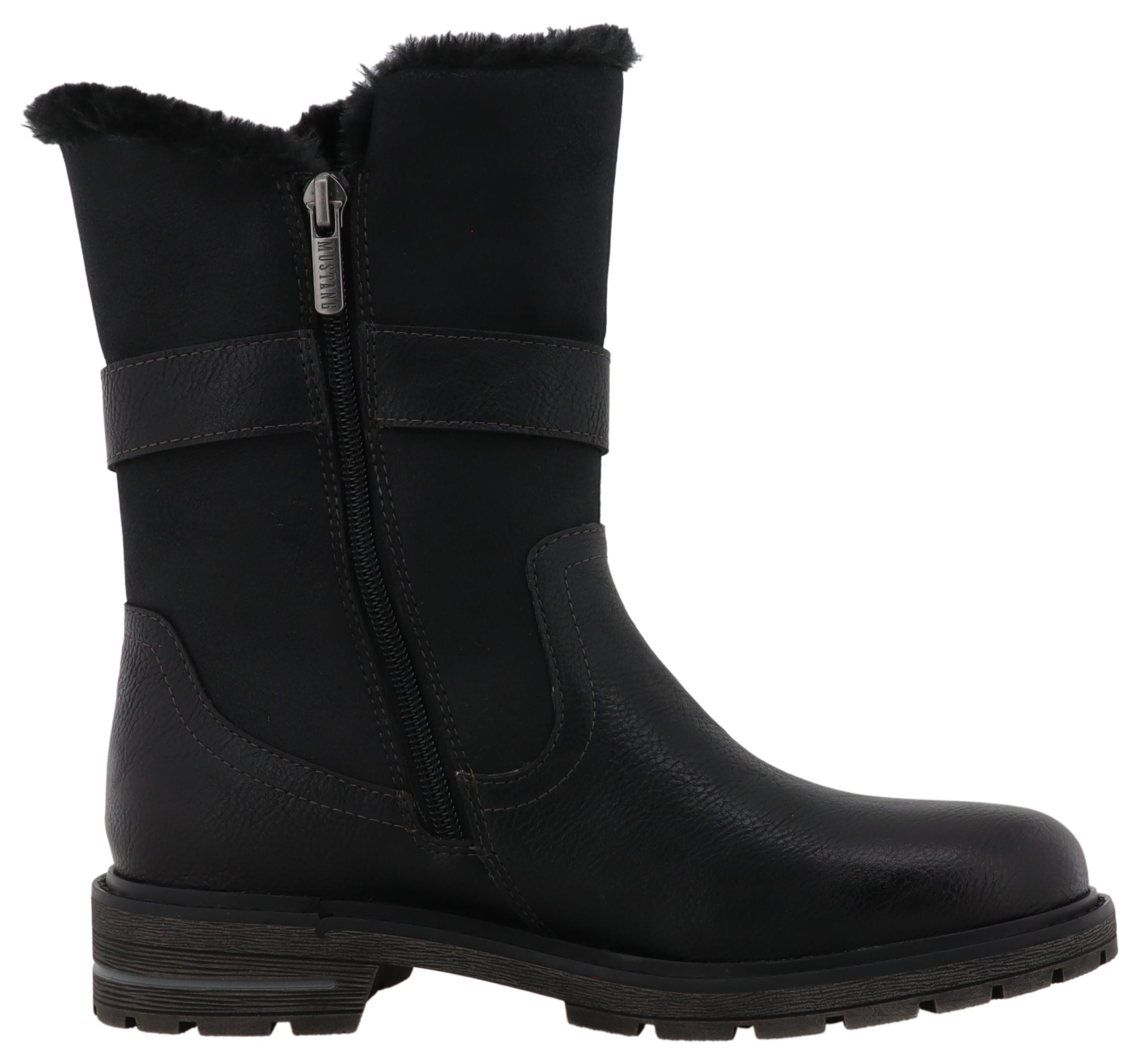 Mustang Shoes Bottes d'hiver »Bienke«  bottes biker avec talon bloc et lanières décoratives