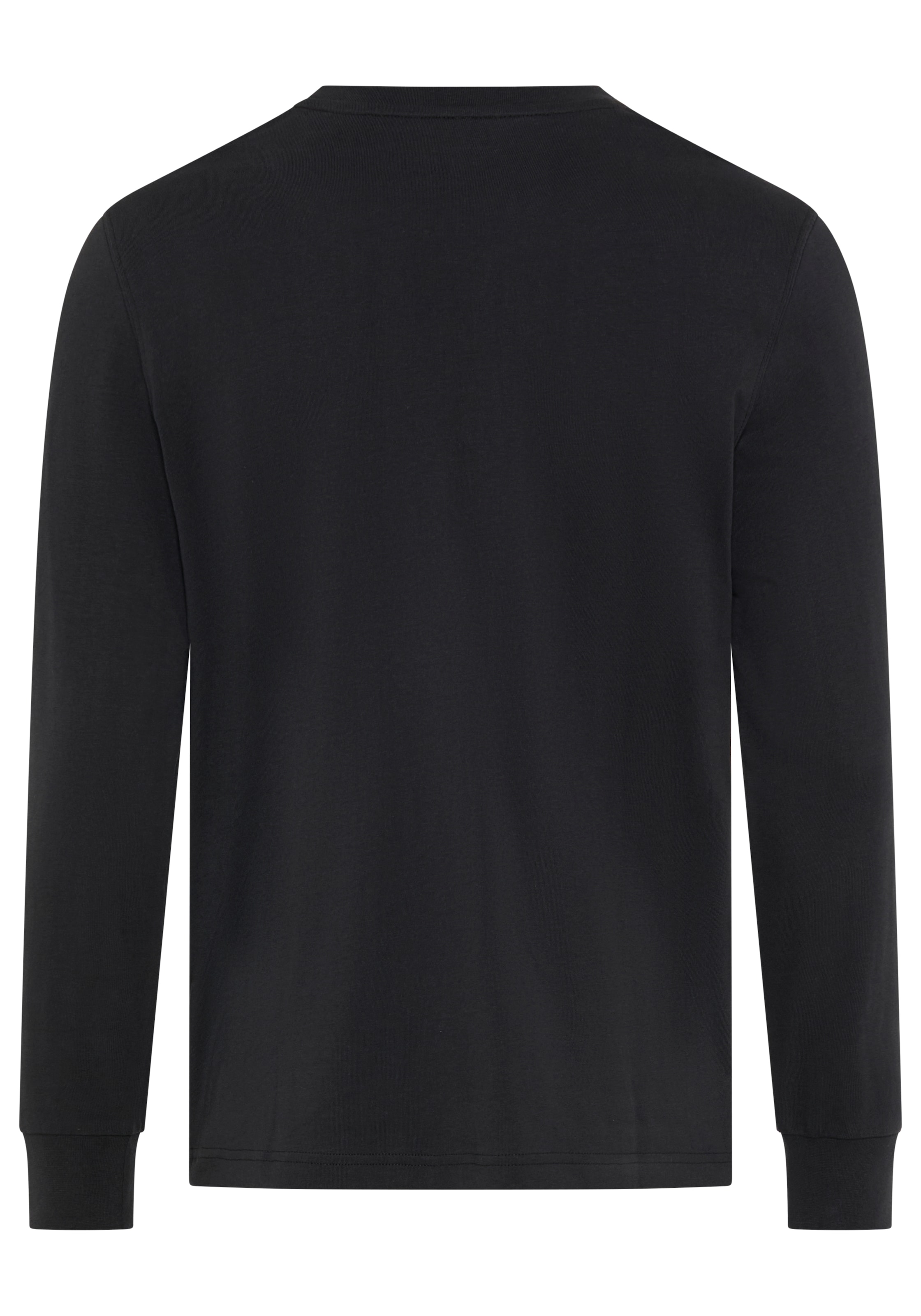 Man's World Rundhalsshirt schmale Passform, mit Langarm, unifarben, mit Print und Stickerei
