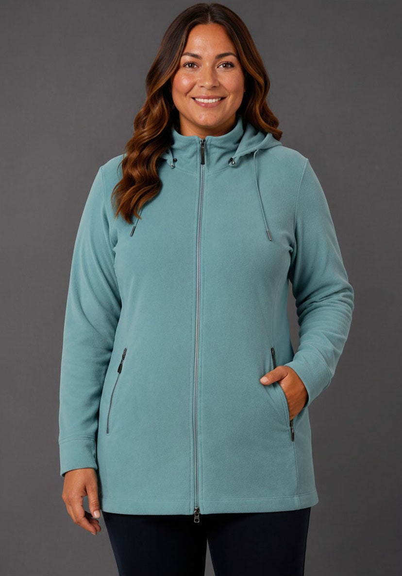 Polarino Veste polaire »Grosse Grössen« avec capuche pour les jours froids, en polaire, style sportif, respirant