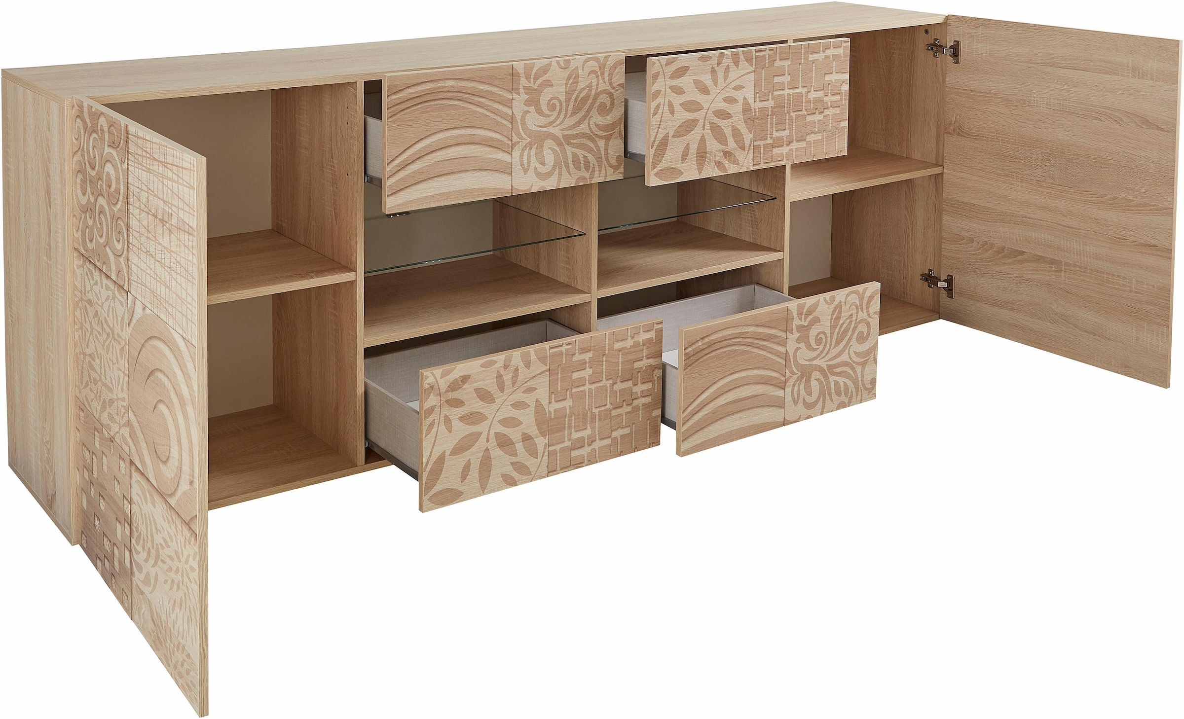Home affaire Sideboard »Miro« Breite 241 cm mit dekorativem Siebdruck